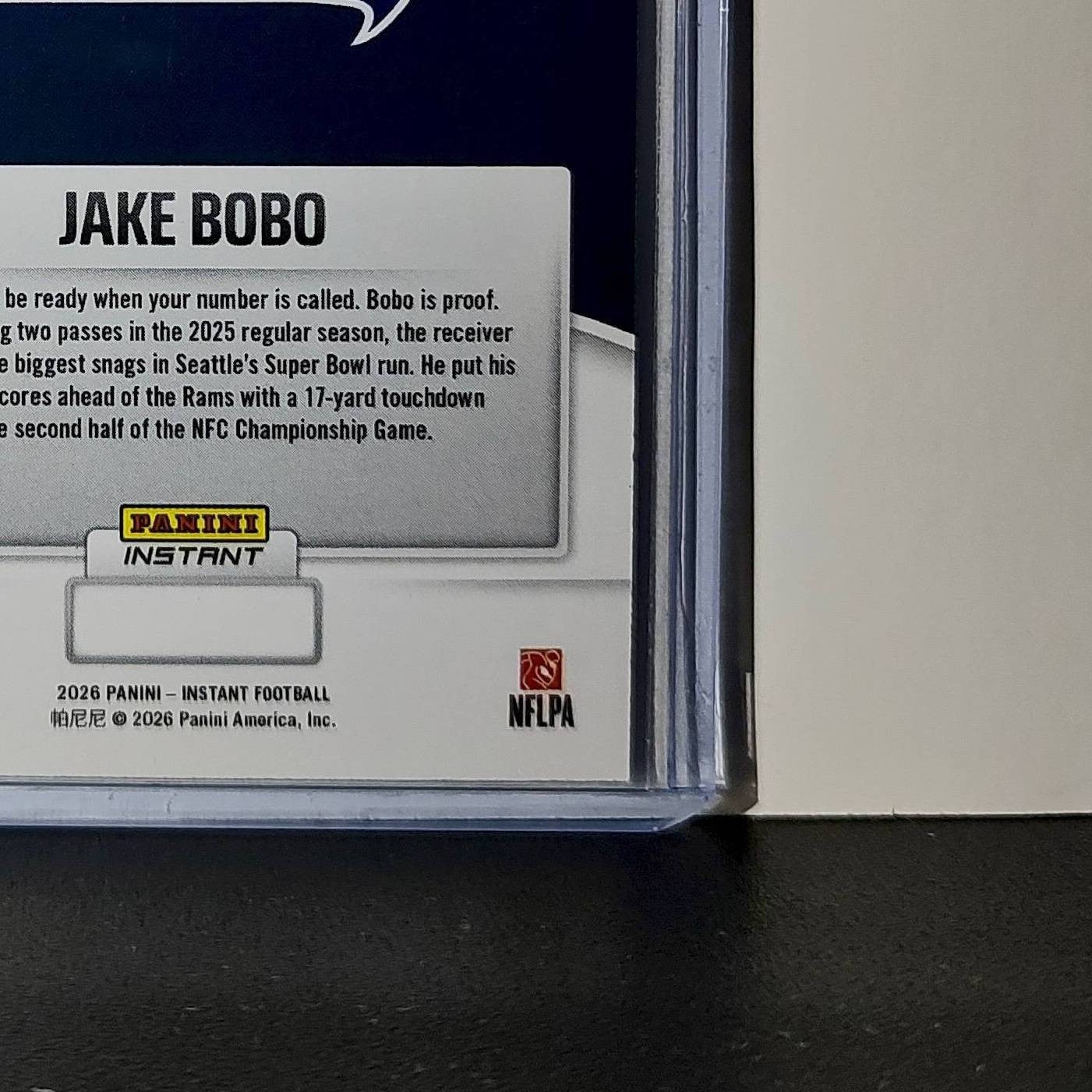 Jake Bobo 2026 Panini NFL Super Bowl LIX Champions #30 Card Seattle Seahawks
