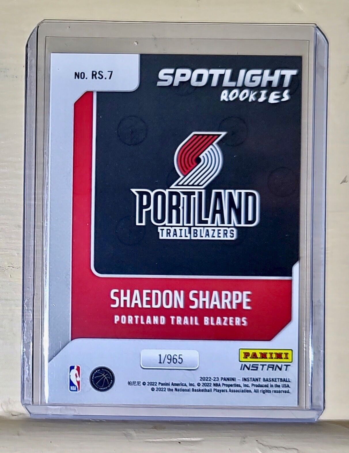 Shaedon Sharpe 2022-23 Panini NBA #7 Spotlight Rookies Card 1/965