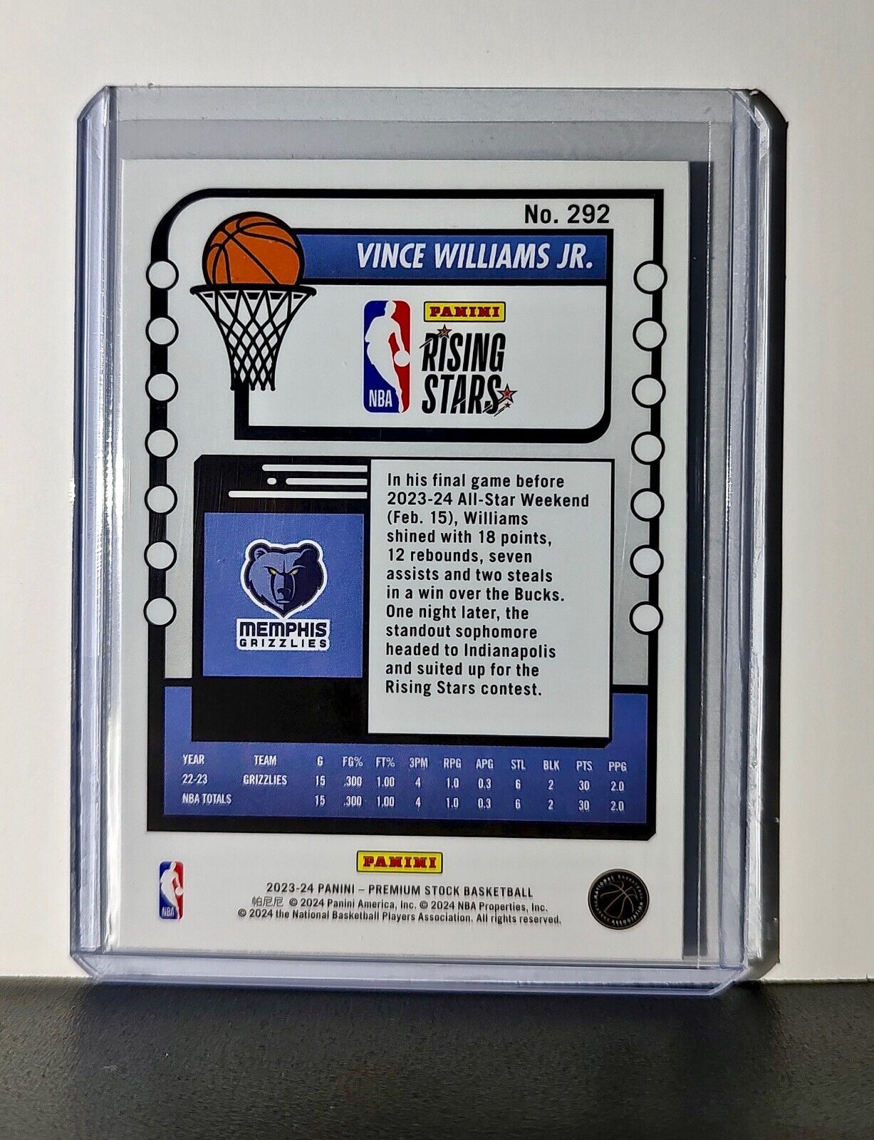 Vince Williams Jr. 2023-24 Panini Premium NBA Hoops Rising Stars #292 Card