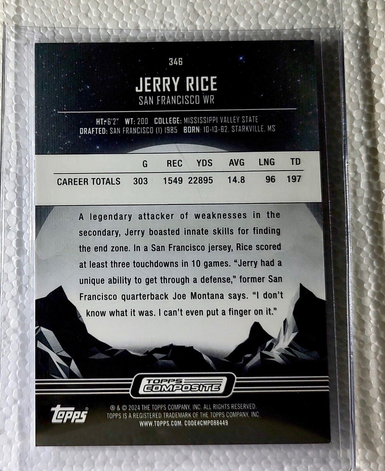 Jerry Rice 2023 Topps Midnight NFL #346 Football Card San Francisco 49ers