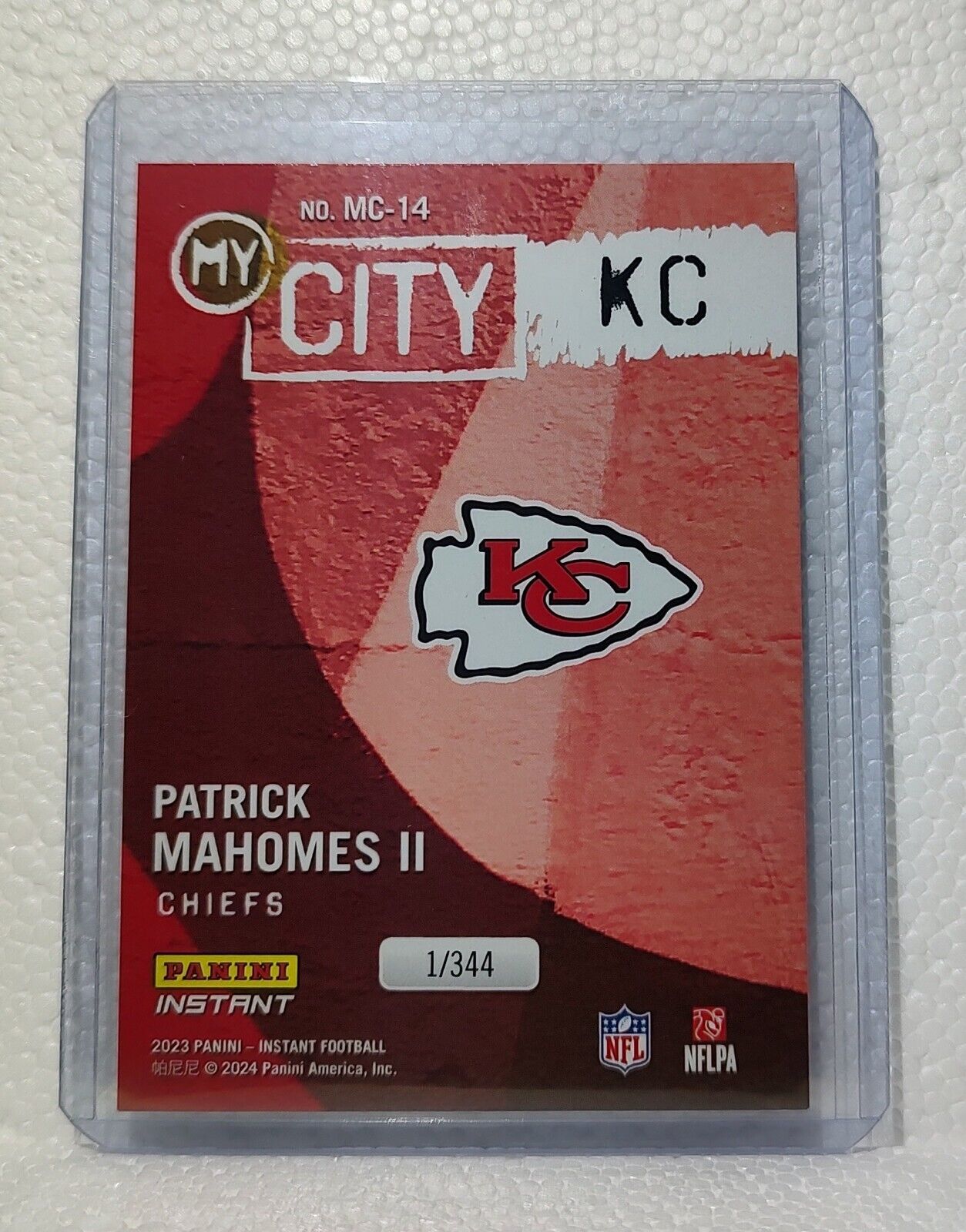 Patrick Mahomes II 2023 Panini NFL #14 My City Football Card Chiefs 1/344