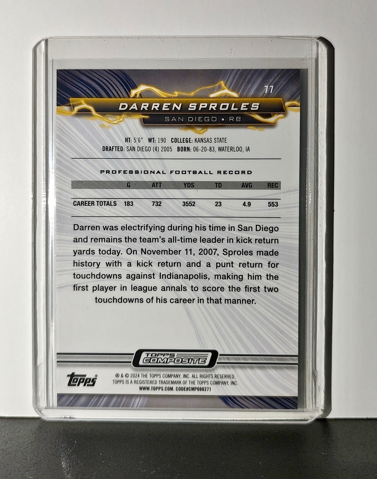 Darren Sproles 2023 Topps Resurgence NFL #77 Card San Diego Chargers