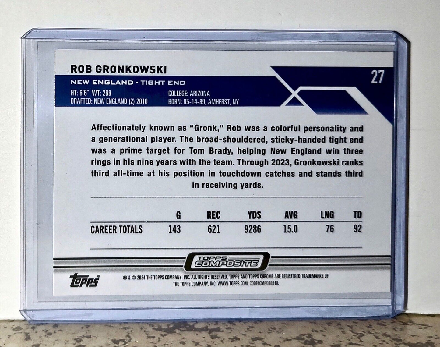 Rob Gronkowski 2023 Topps Chrome NFL #27 Football Card New England Patriots