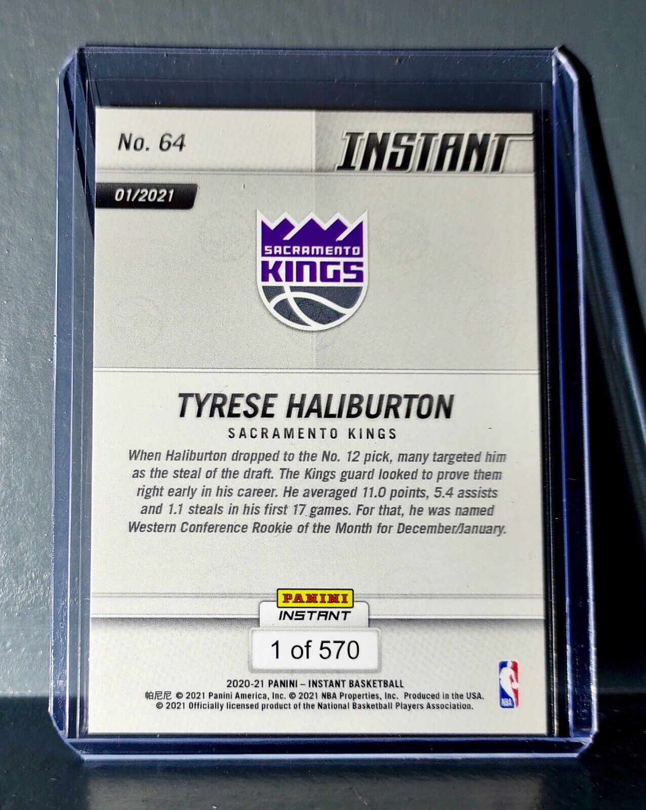 Tyrese Haliburton 2020-21 Panini Instant NBA #64 Basketball Rookie Card 1 of 570