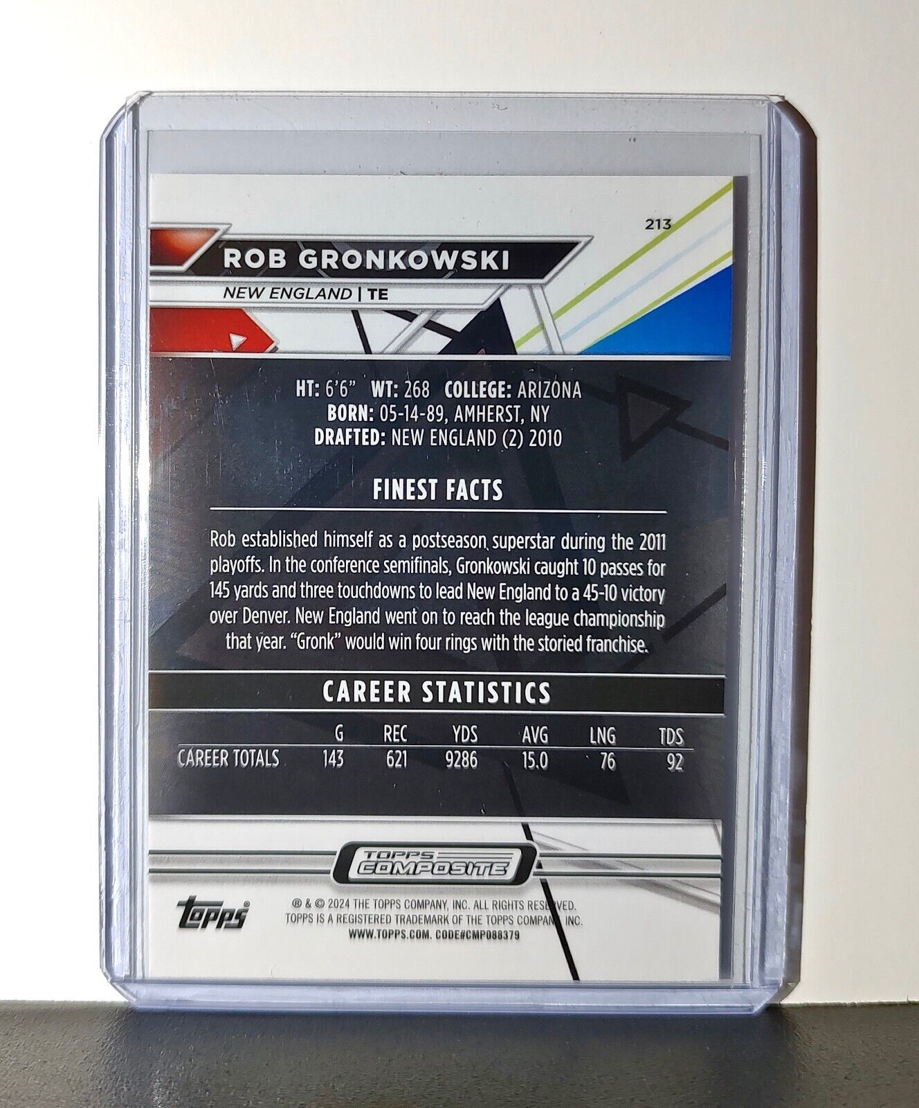 Rob Gronkowski 2023 Topps Finest NFL #213 Card New England Patriots