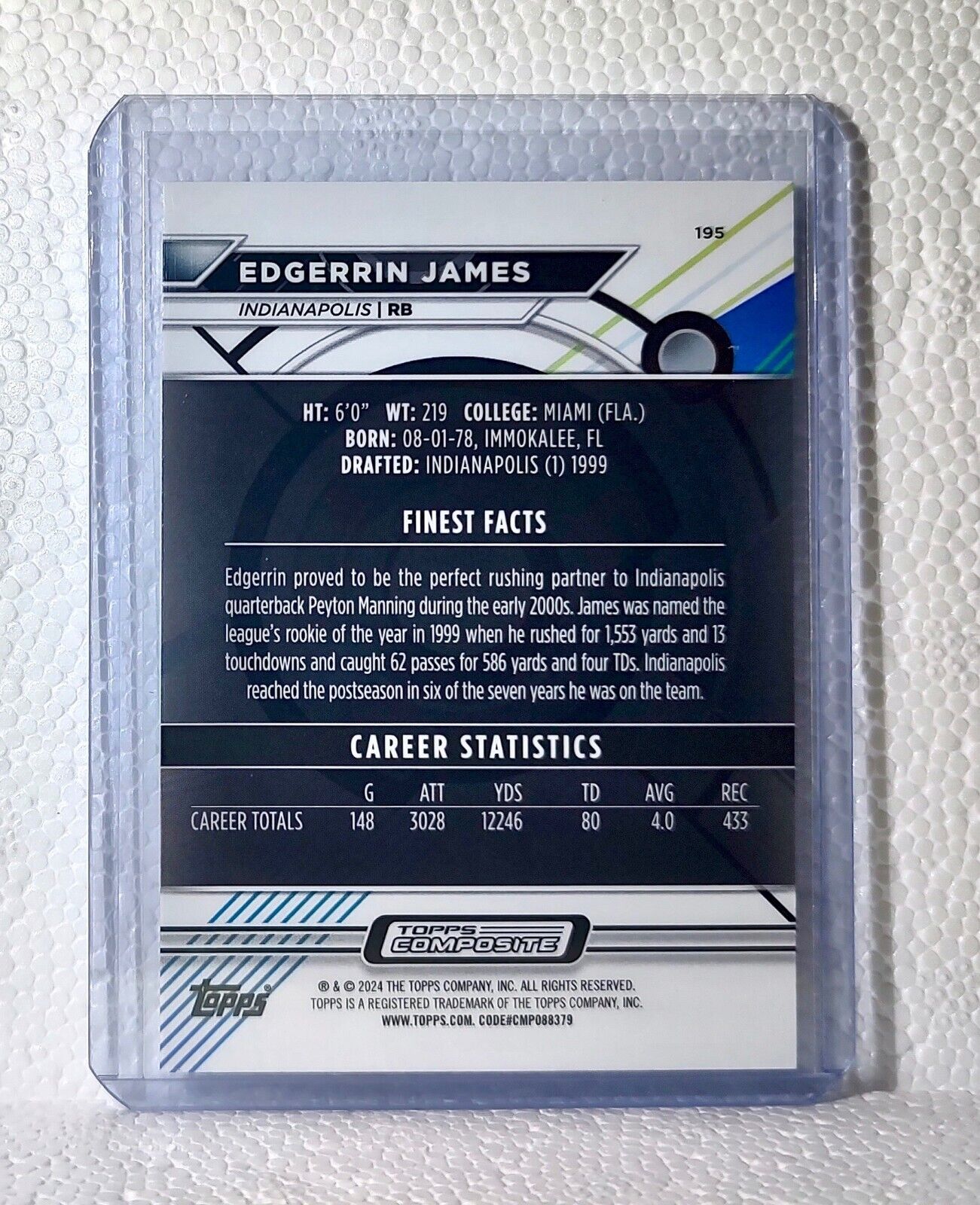 2023 Edgerrin James Topps Finest NFL #195 Football Card Indianapolis Colts