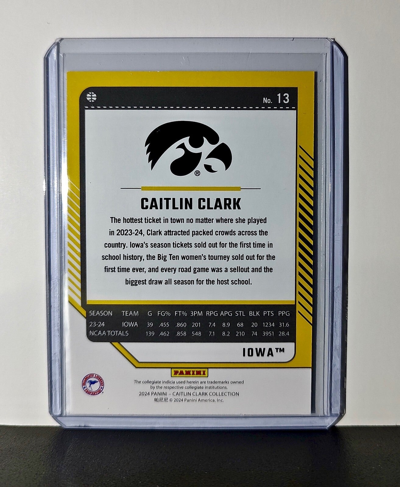 Caitlin Clark 2024 Silver Foil Panini Donruss #13 Basketball Card Iowa Hawkeyes