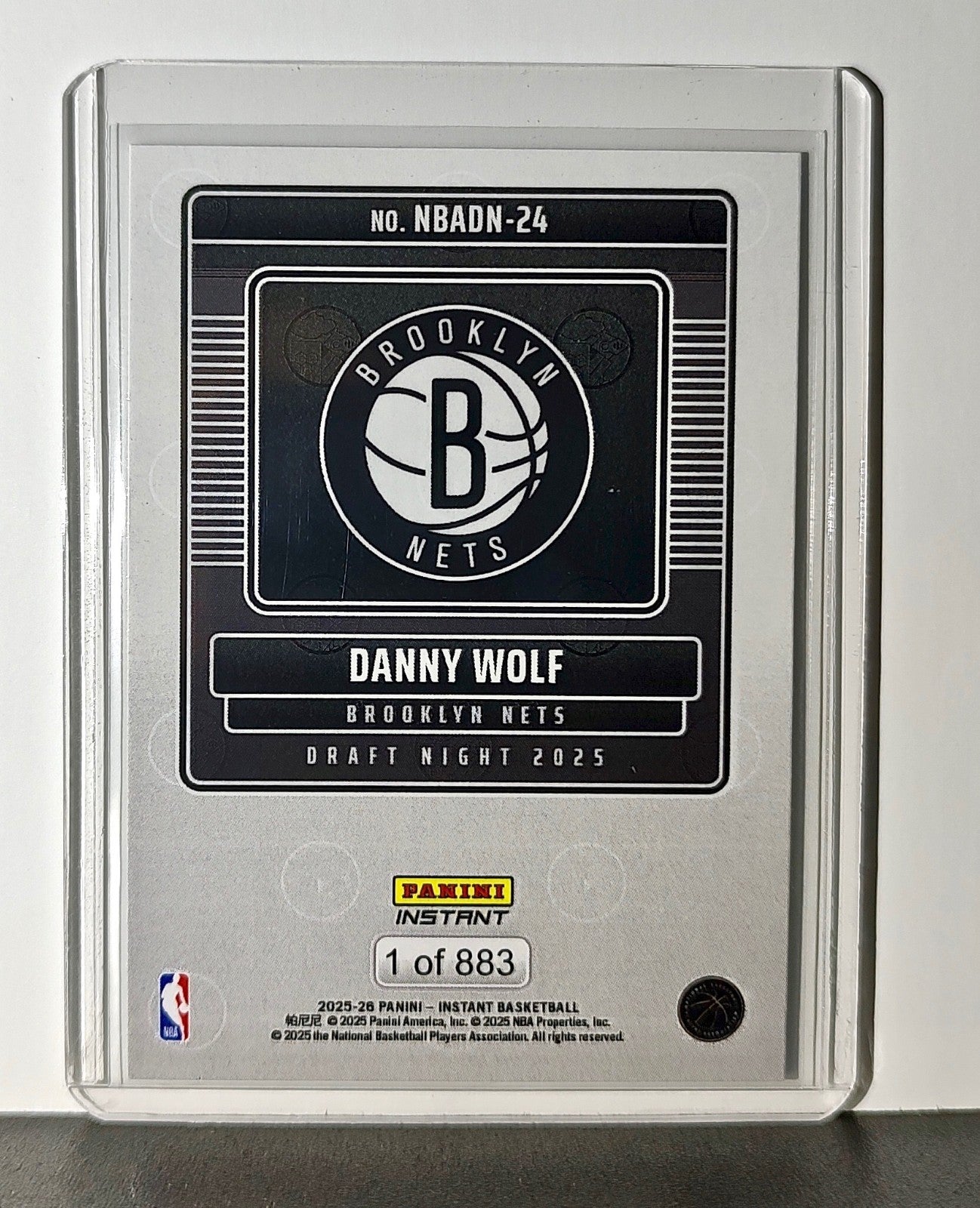 Danny Wolf Rookie 2025-26 Panini NBA #24 Draft Night Card Brooklyn Nets