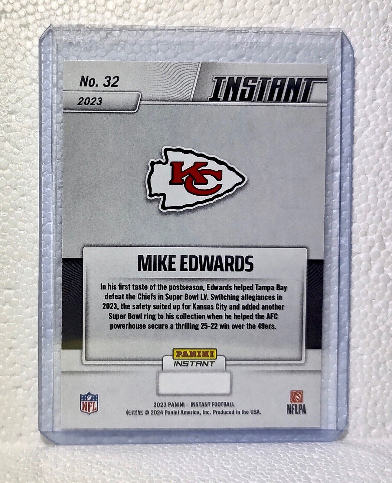 Mike Edwards 2023 Panini NFL Superbowl Champions #32 Card Kansas City Chiefs