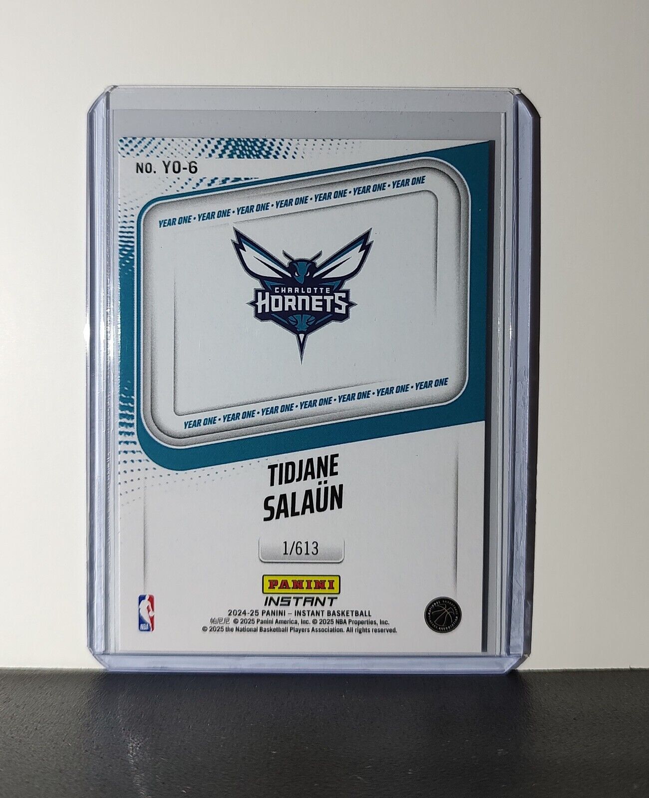Tidjane Salaun Rookie Card 2024-25 Panini Year One #6 Charlotte Hornets 1/613