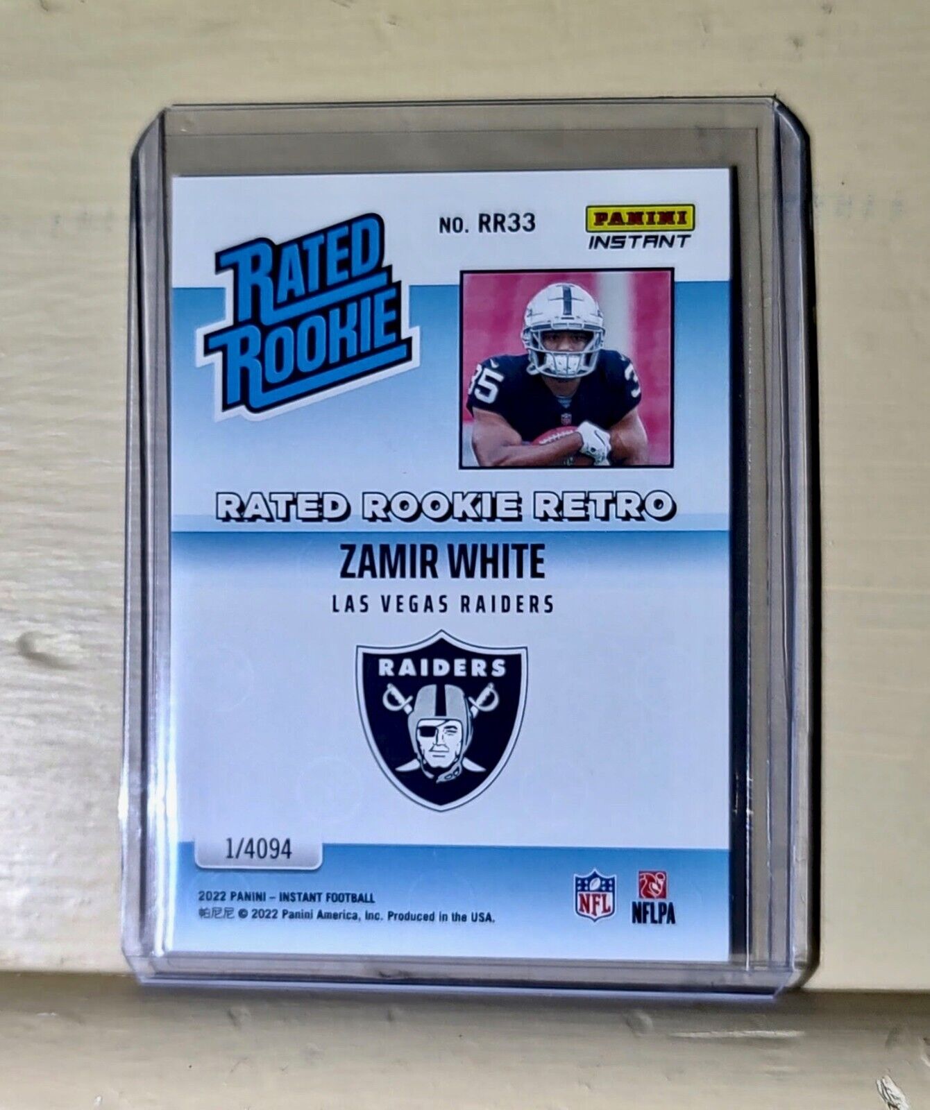 Zamir White 2022 NFL Panini #33 Rated Rookie Retro Football Card 1/4094 1/4094