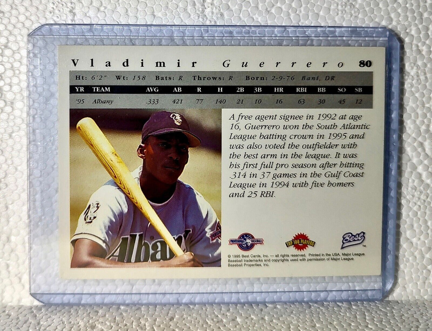 Vladimir Guerrero 1995 Best MLB #80 Baseball Card Albany Polecats