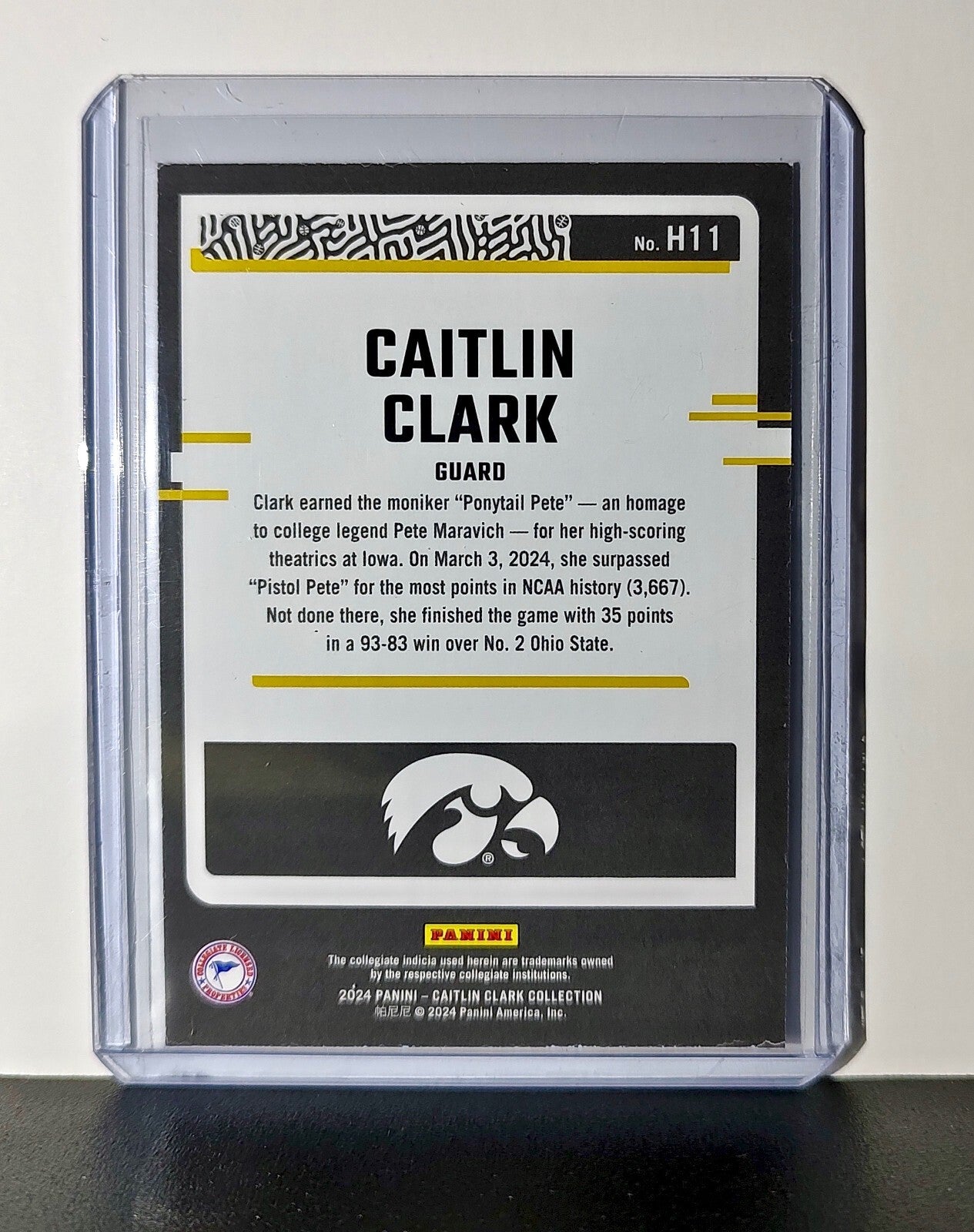 Caitlin Clark 2024 Silver Foil Panini Donruss Highlights #H11 Card Iowa Hawkeyes