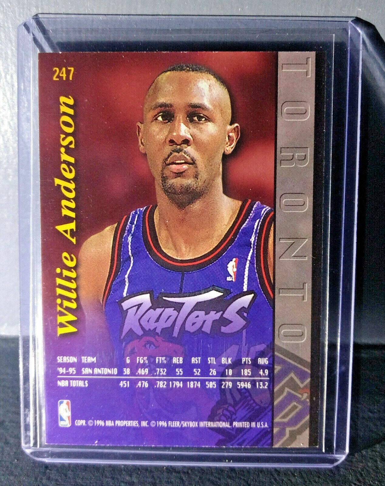1995-96 Willie Anderson Fleer Ultra #247 Raptors Expansion Team Basketball Card