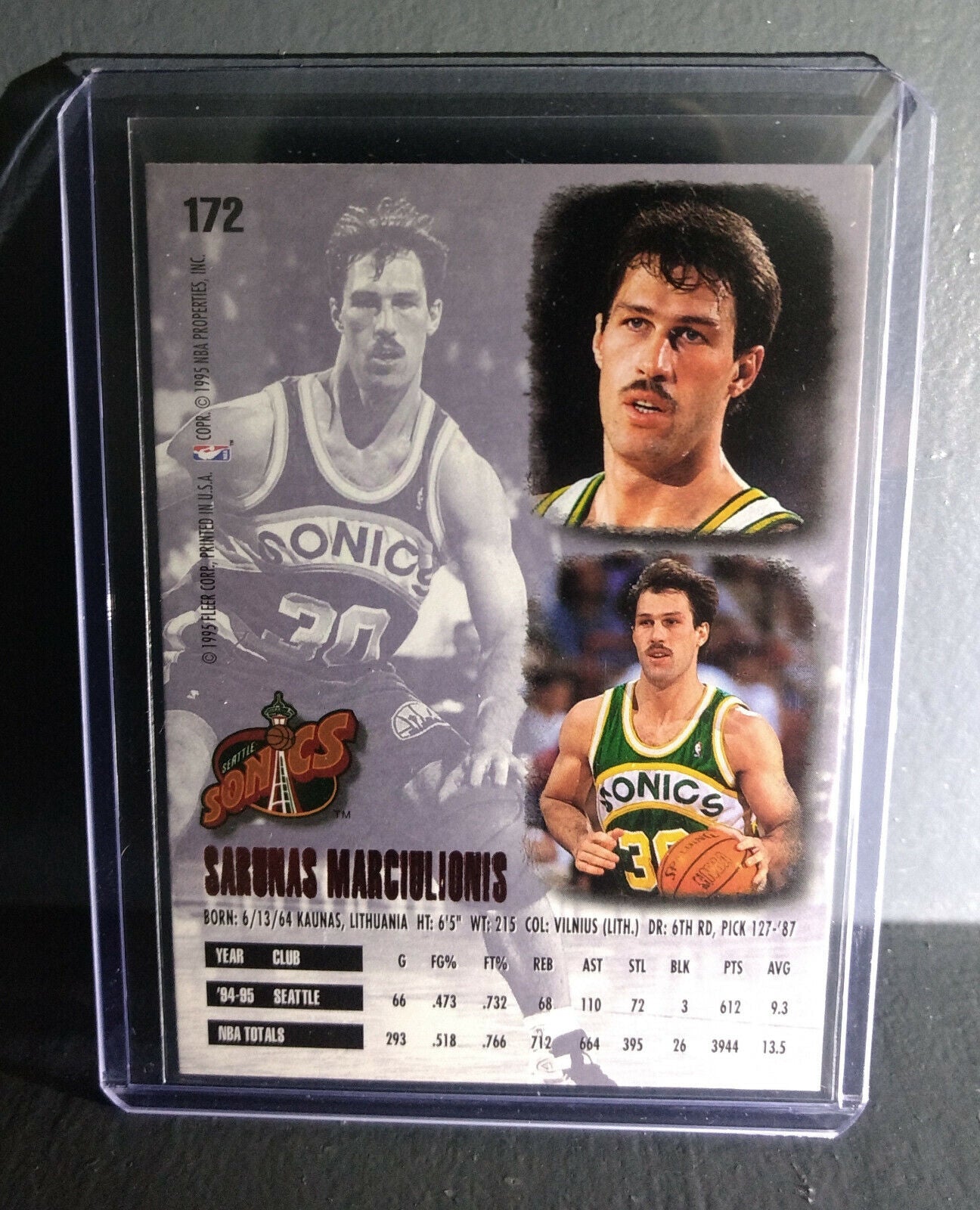 1995-96 Sarunas Marciulionis Fleer Ultra #172 Basketball Card
