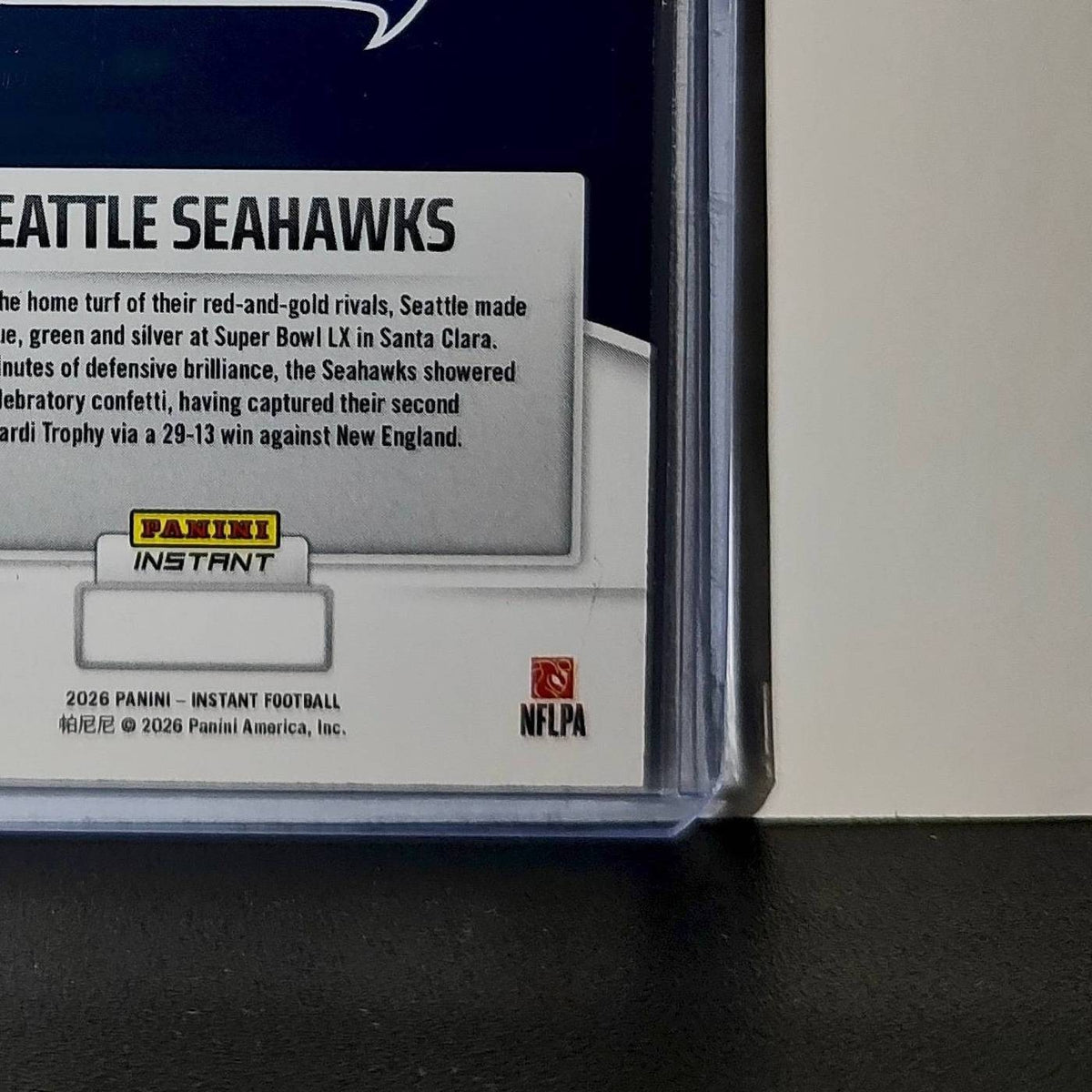 Seattle Seahawks 2026 Super Bowl LIX Champions Panini NFL #36 Football Card