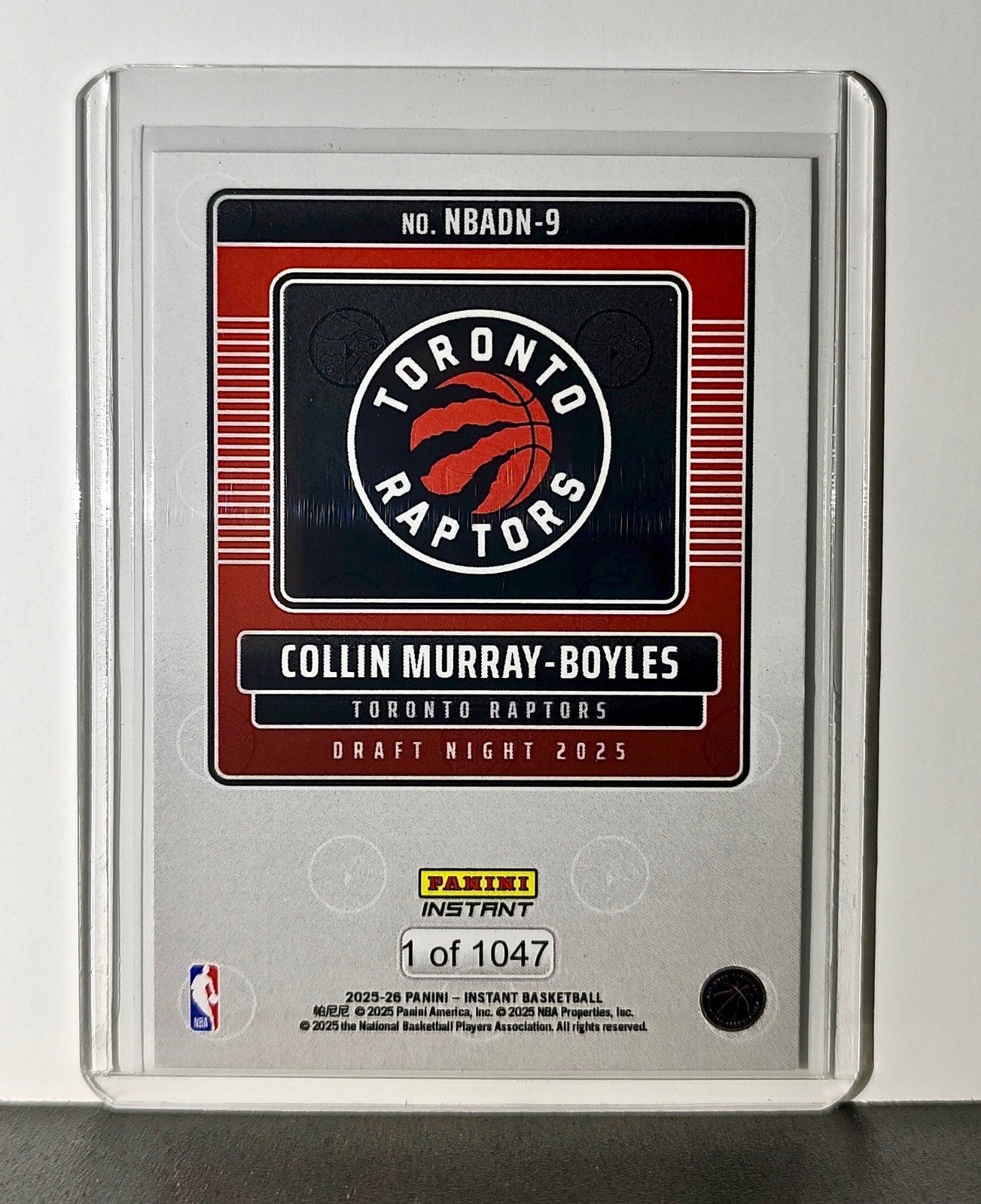 Collin Murray-Boyles Rookie 2025-26 Panini NBA #9 Draft Night Toronto Raptors