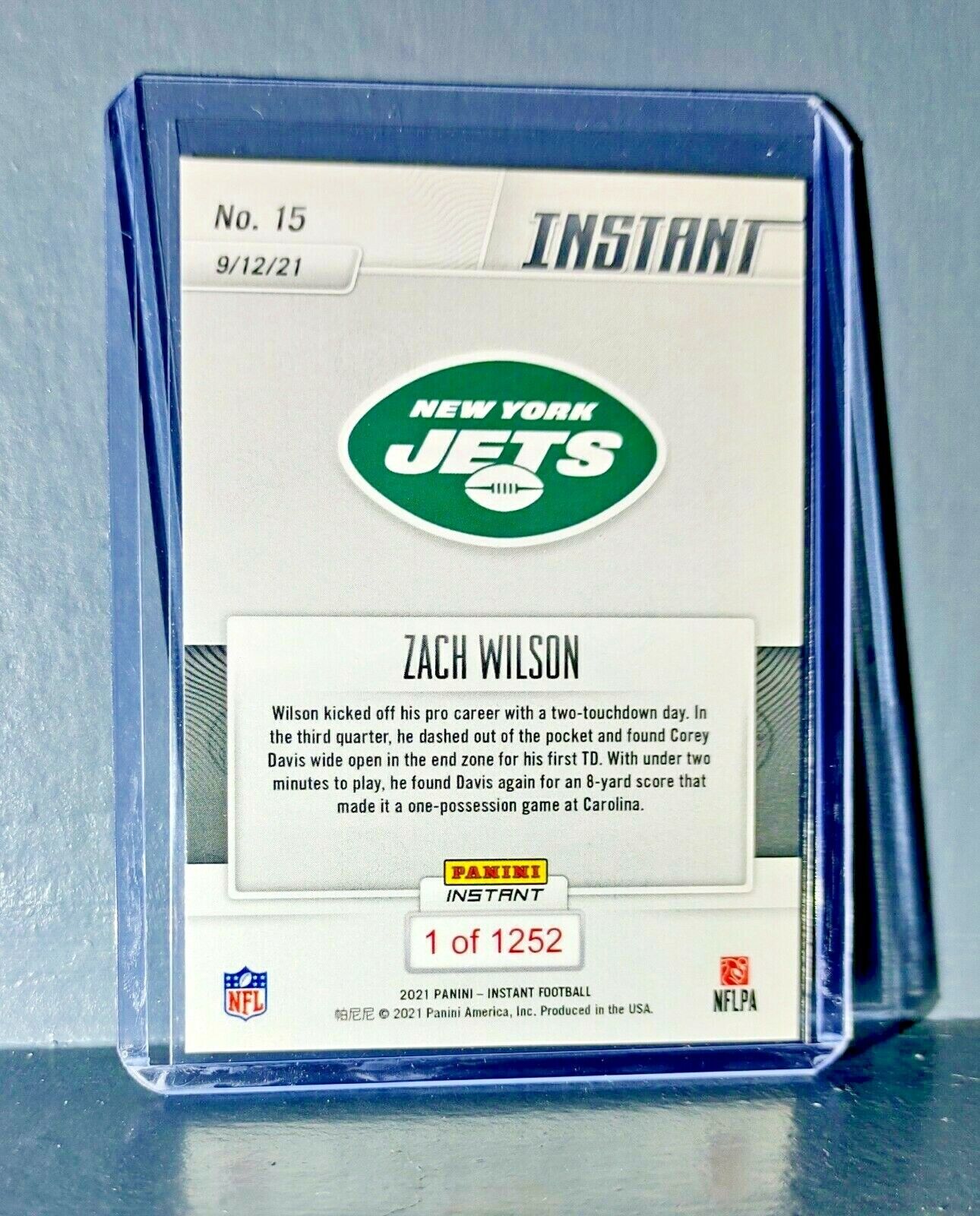 Zack Wilson 2021 Panini NFL Football #15 Rookie Card 1 of 1252