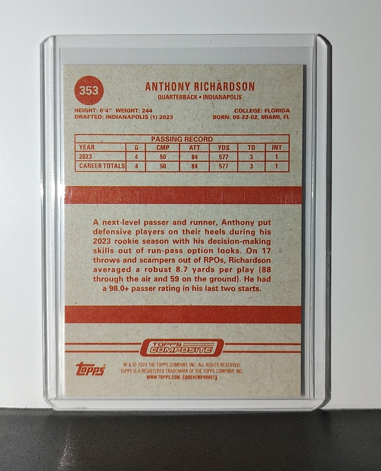 Anthony Richardson Rookie 2023 Topps NFL #353 Card Indianapolis Colts