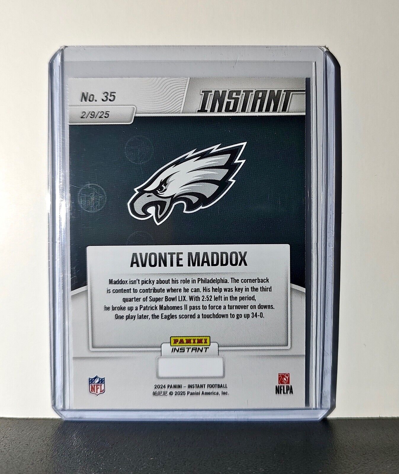 Avonte Maddox 2024 Panini Super Bowl LIX Champions NFL #35 Football Card Eagles
