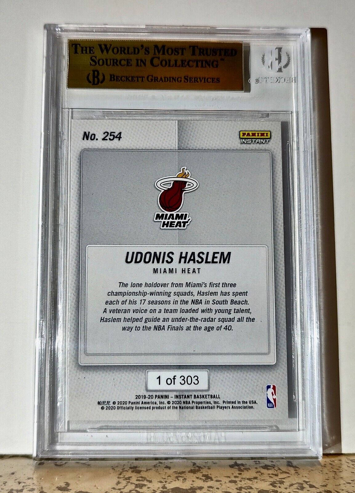 Udonis Haslem 2019-20 Panini NBA #254 Card 1 of 303 BGS 9.5 Gem Mint Miami Heat