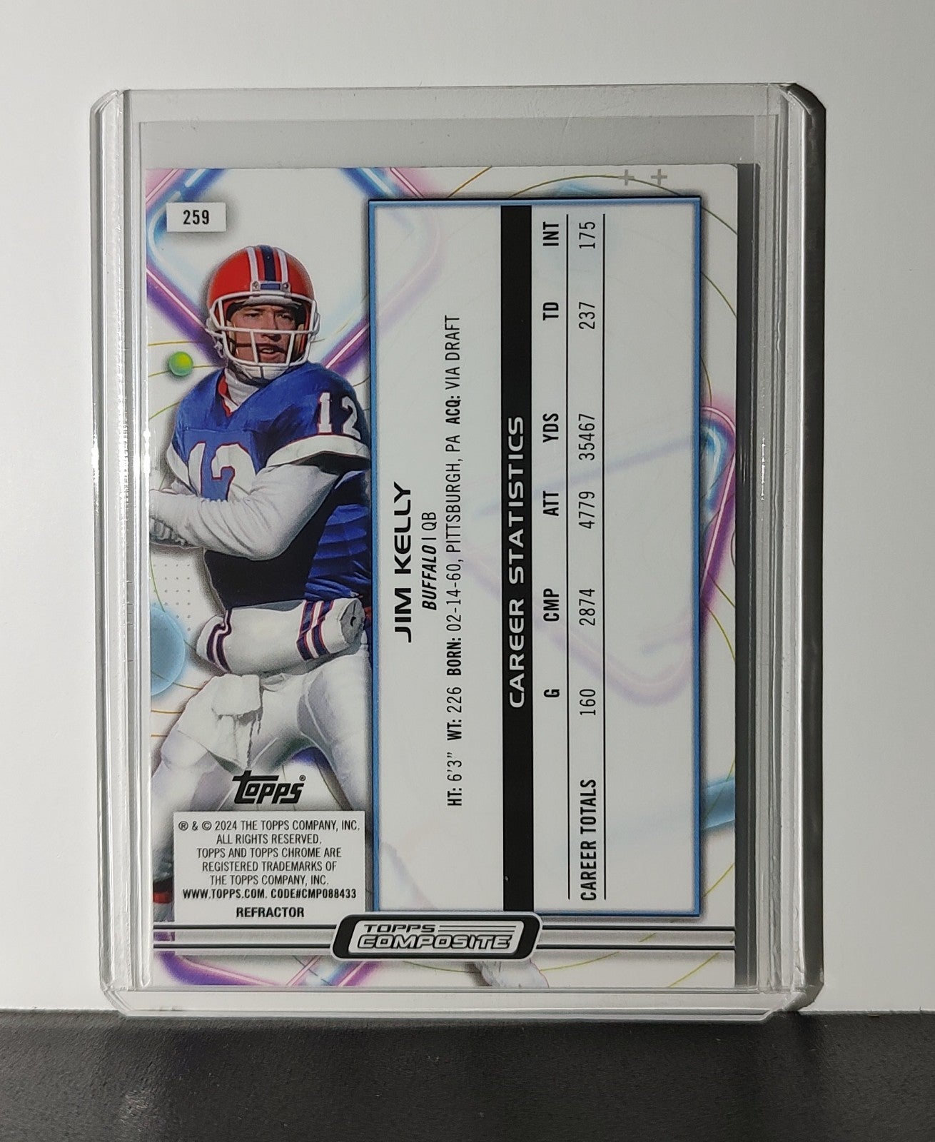 Jim Kelly 2023 Topps Chrome Cosmic NFL #259 Refractor Card Buffalo Bills