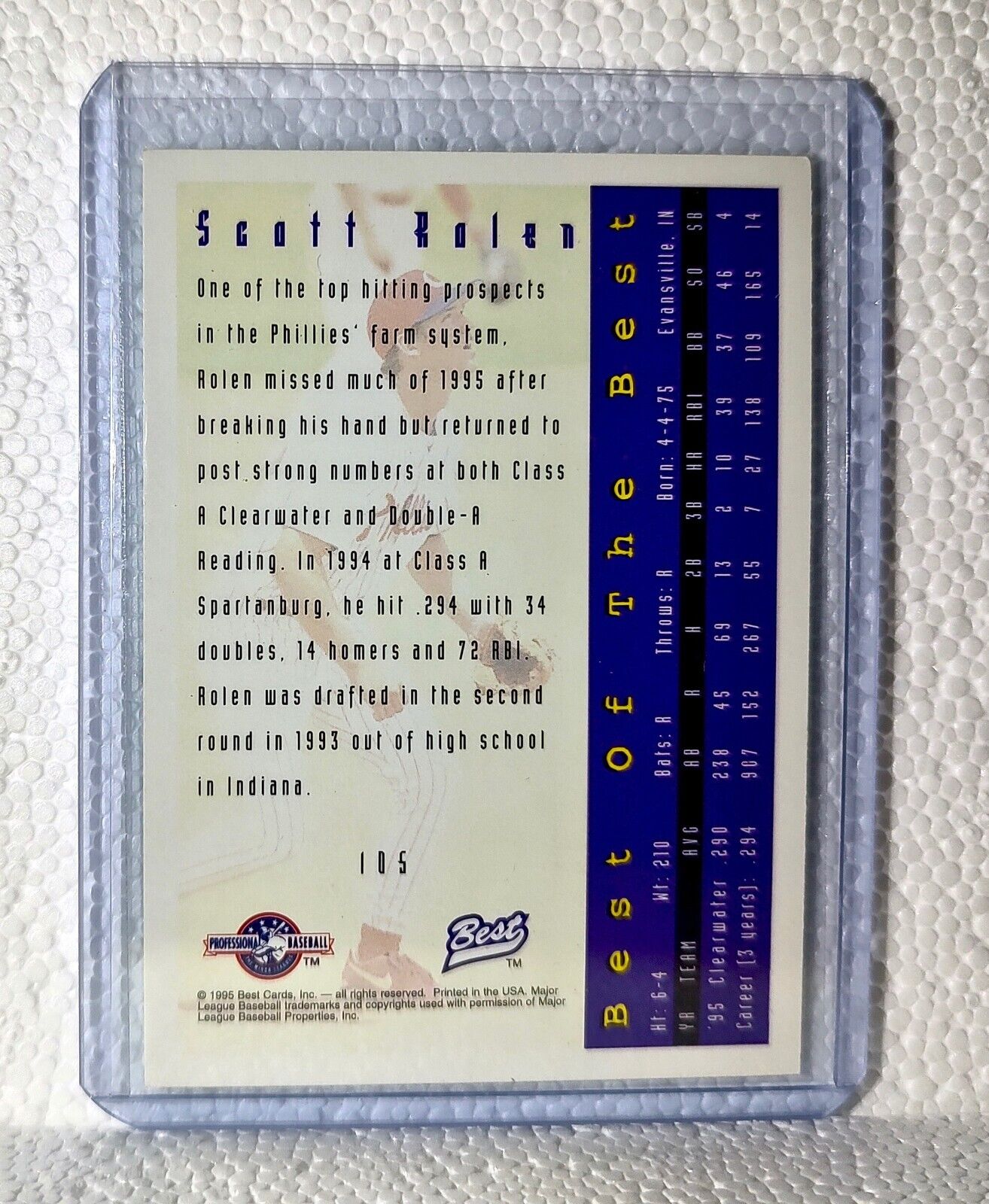 Scott Rolen 1995 Best MLB 105 Best of the Best Baseball Card Clearwater Phillies