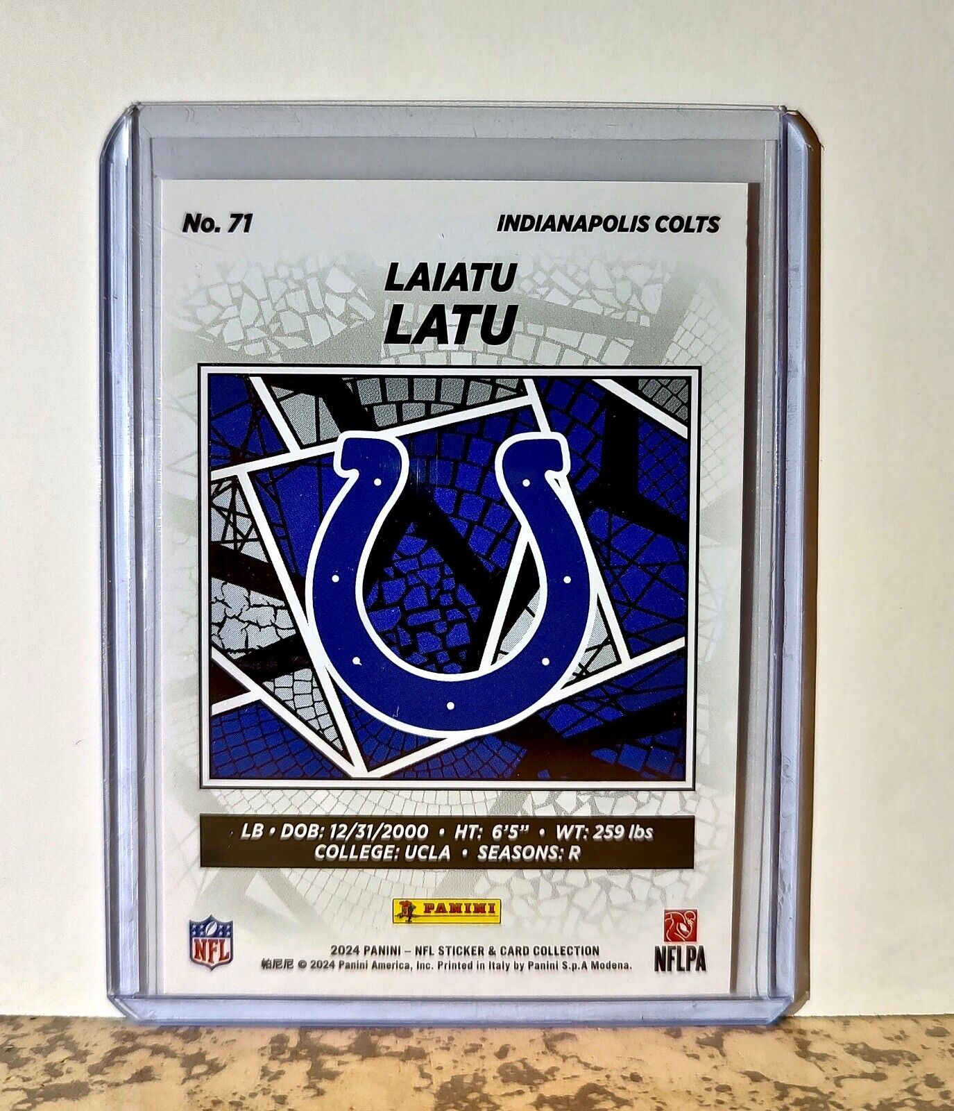 Laiatu Latu 2024 Panini NFL #71 Rookie Sticker Card Indianapolis Colts