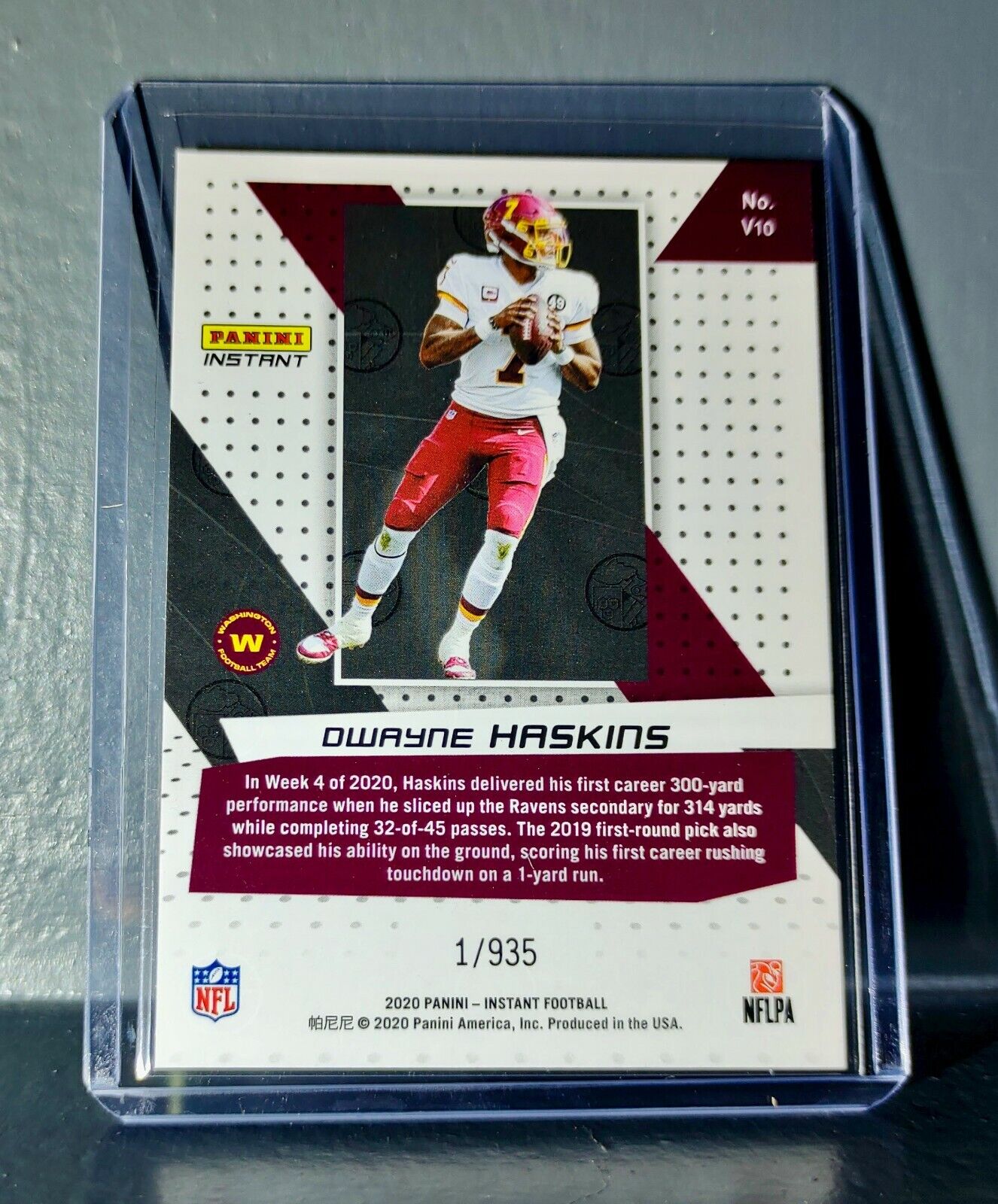 Dwayne Haskins 2020 Panini NFL Instant Vortex #10 Football Card 1/935