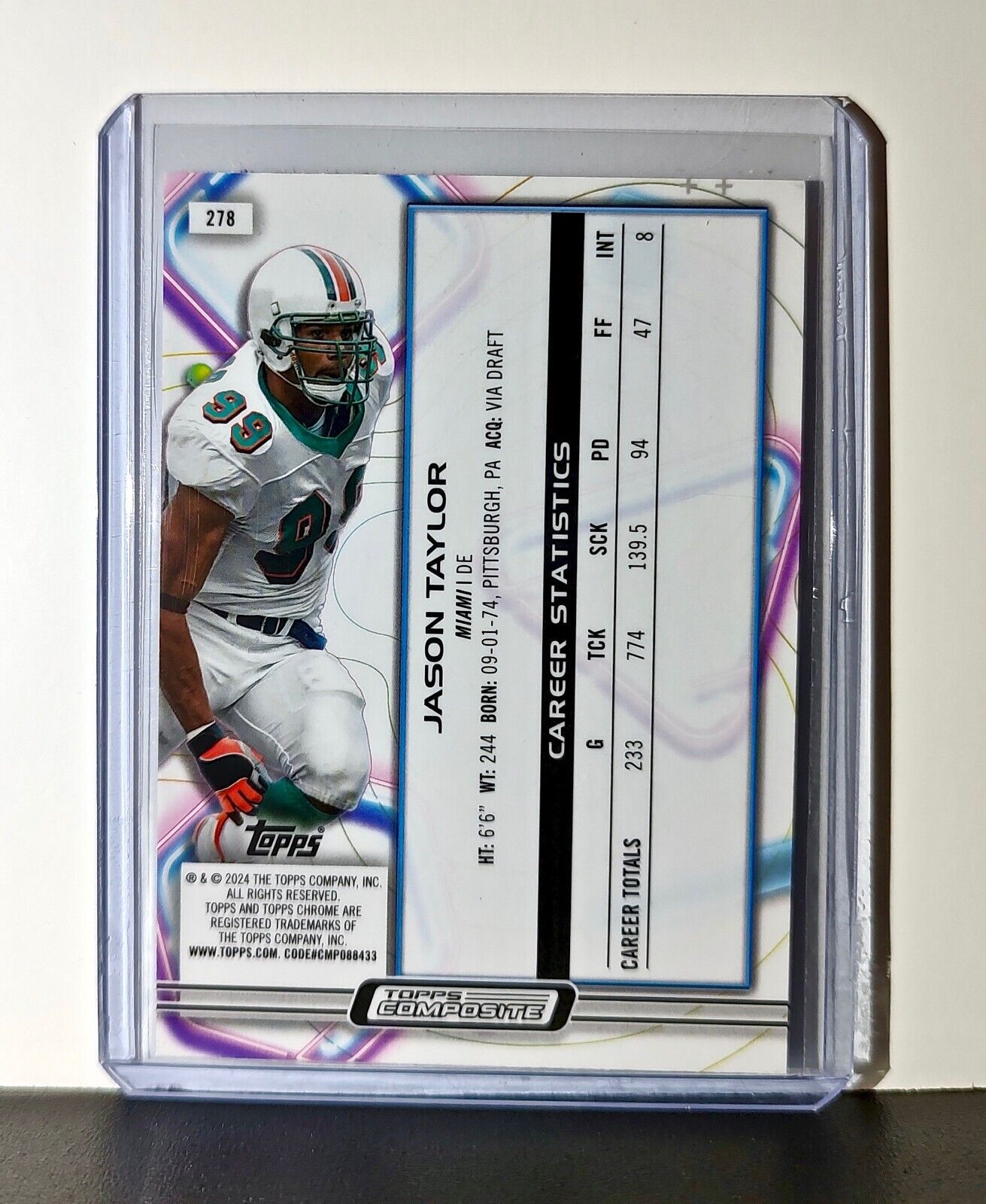 Jason Taylor 2023 Topps Chrome Cosmic NFL #278 Card Miami Dolphins
