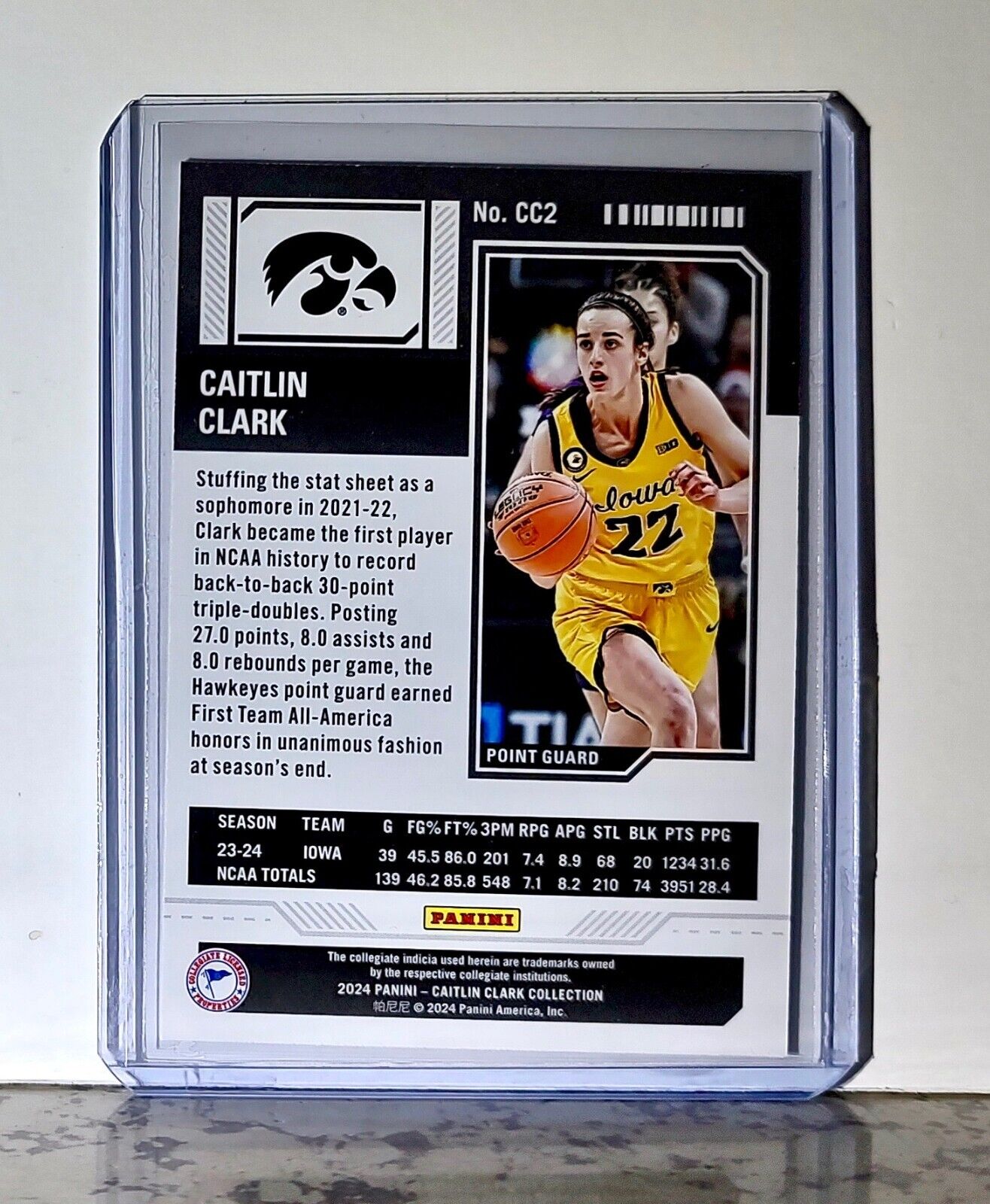 2023-24 Caitlin Clark Panini Contenders #CC2 Season Ticket Card Iowa Hawkeyes