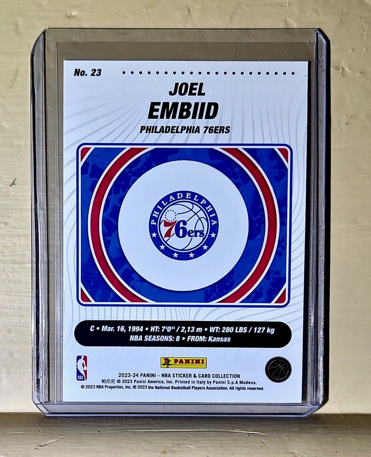 Joel Embiid 2023-24 Panini NBA Basketball #23 Card Philadelphia 76ers