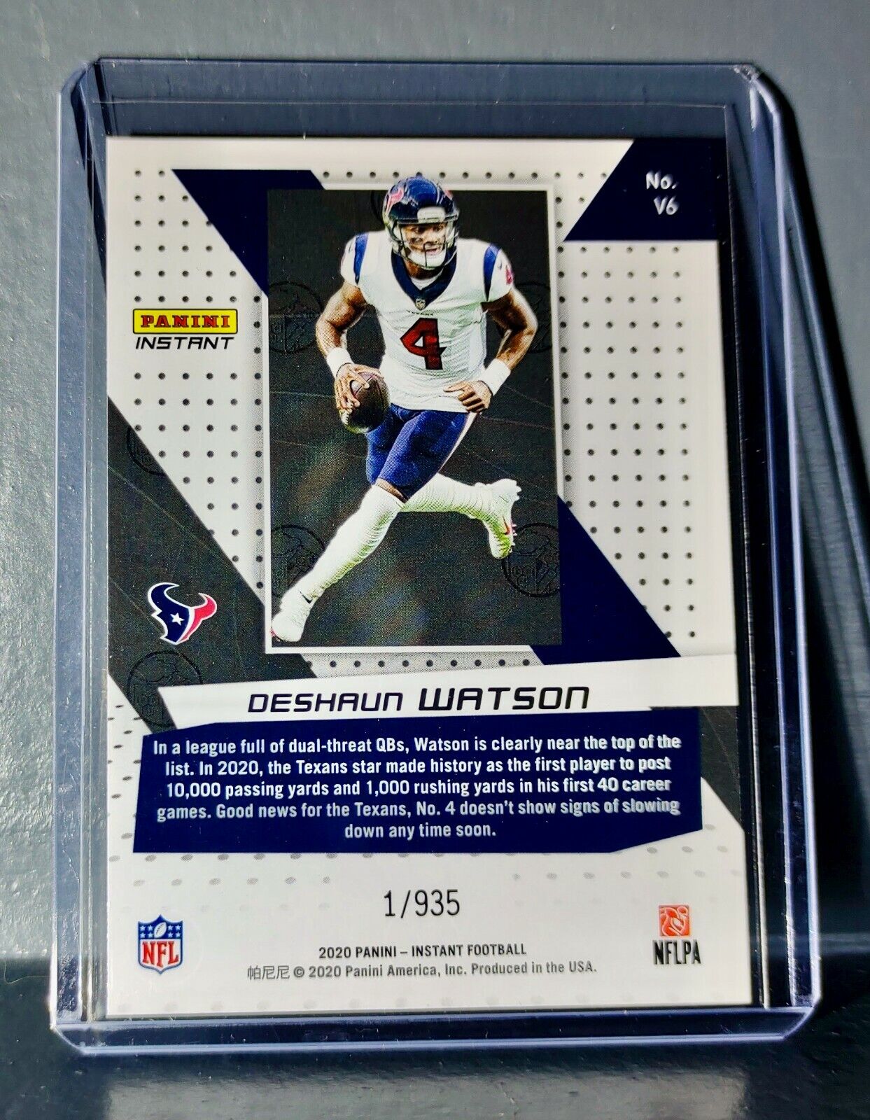 Deshaun Watson 2020 Panini NFL Instant Vortex #6 Football Card 1/935