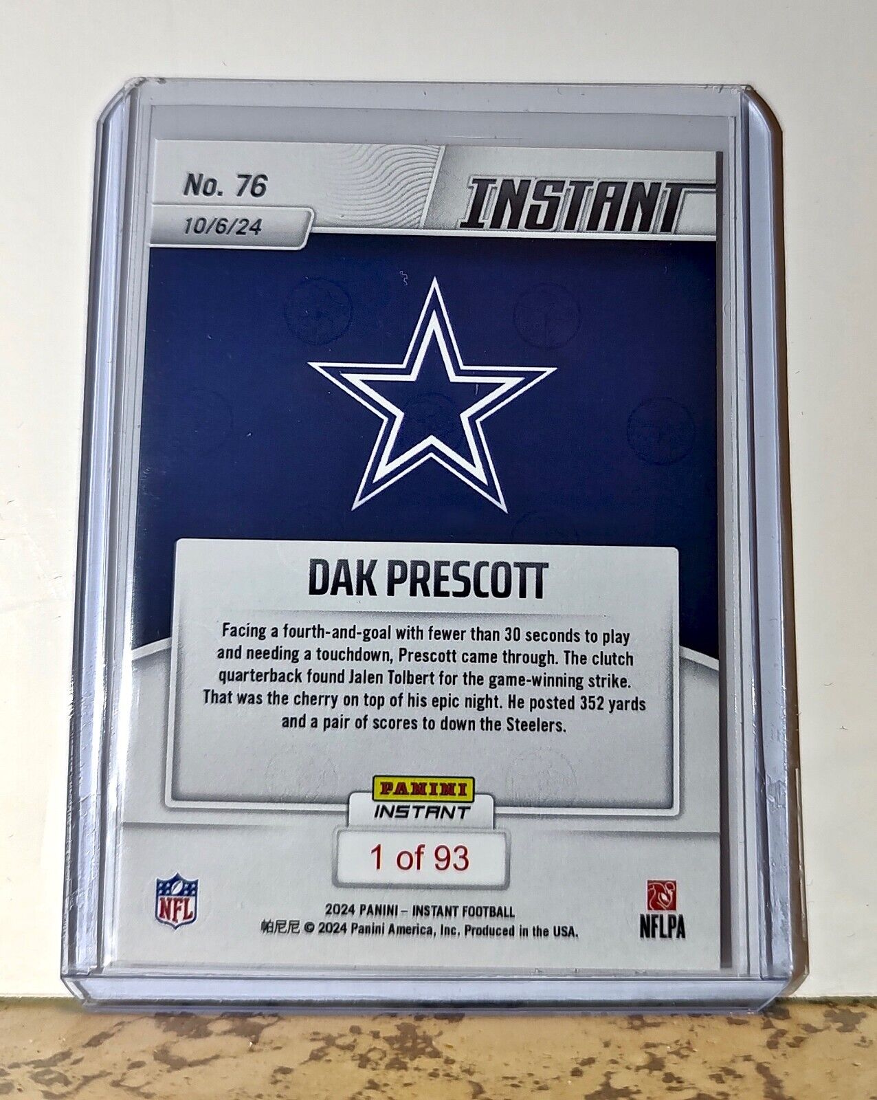 Dak Prescott 2024 Panini NFL #76 Football Card Dallas Cowboys 1 of 93