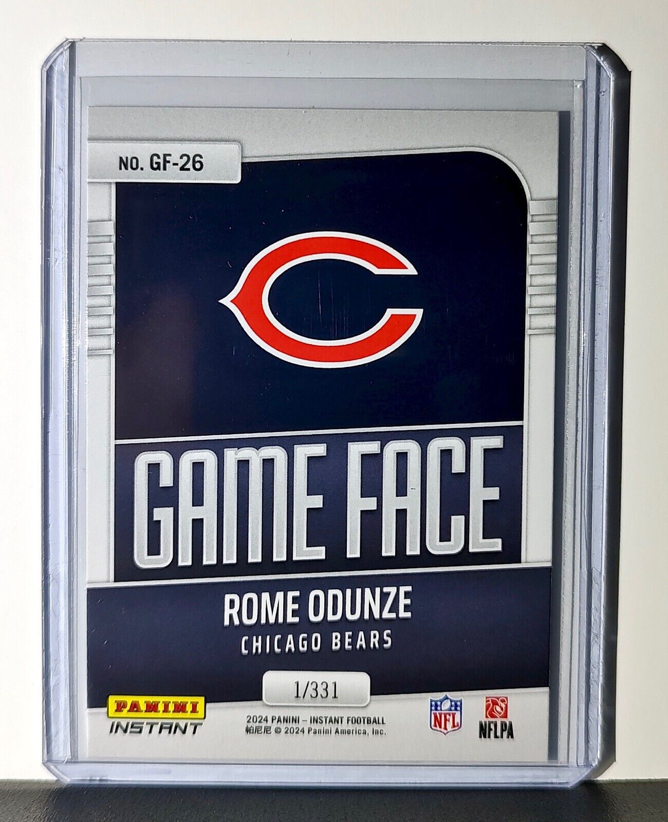 Rome Odunze 2024 Panini Game Face NFL #26 Rookie Football Card Bears 1/331