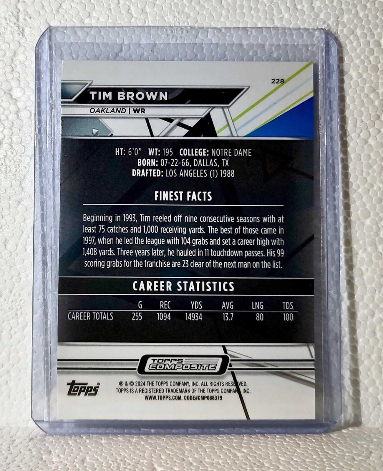 Tim Brown 2023 Topps Finest NFL #228 Football Card Oakland Raiders