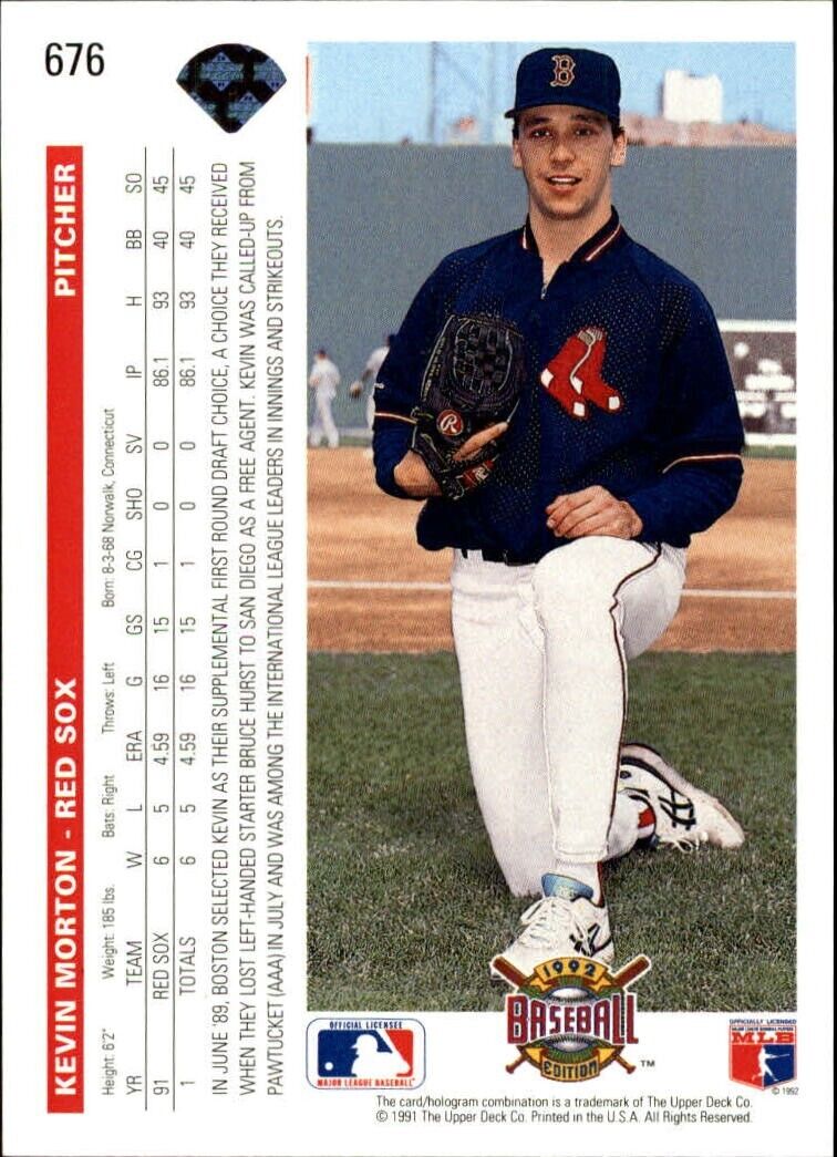 Kevin Morton 1992 Upper Deck MLB #676 Baseball Card Boston Red Sox
