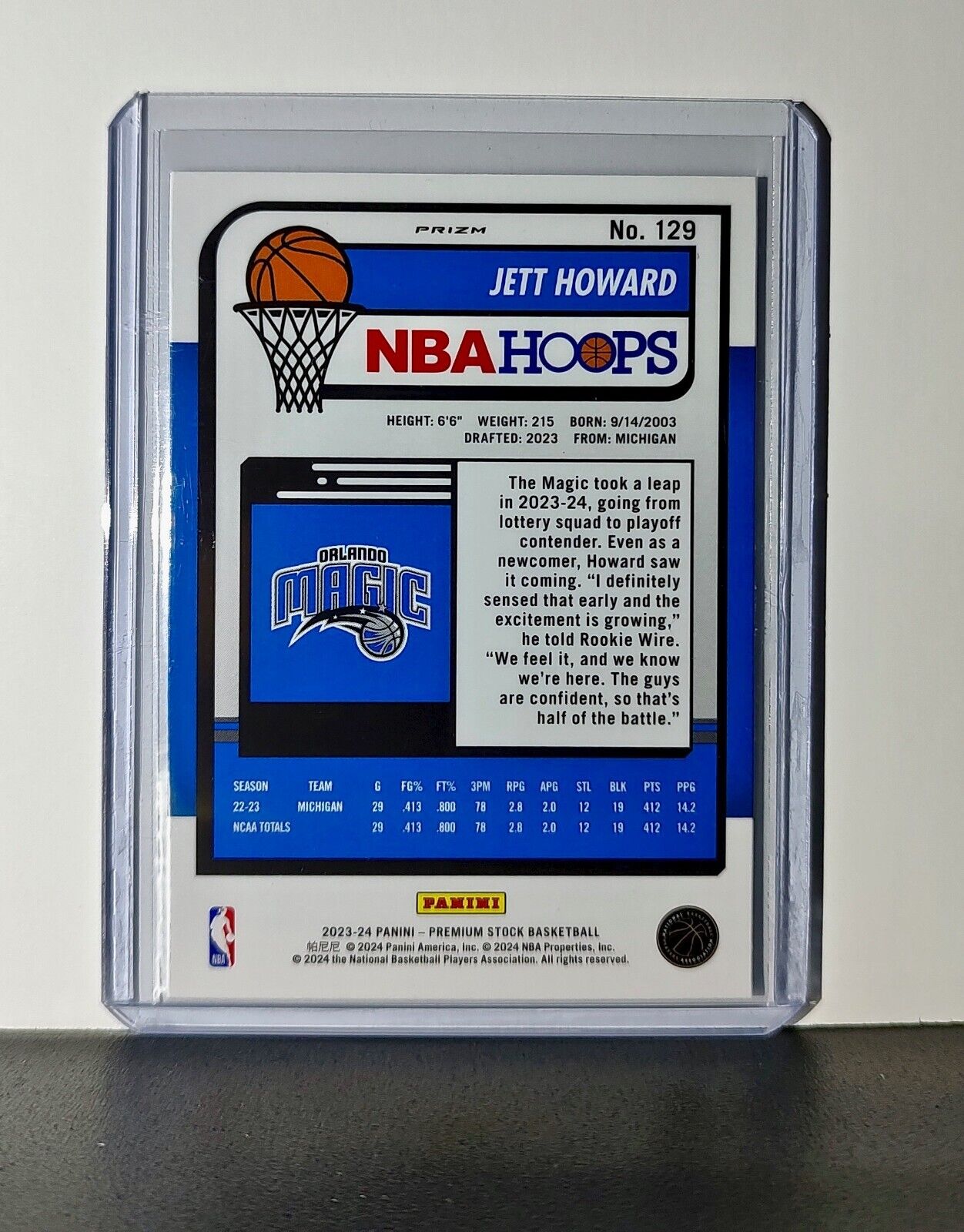 Jett Howard 2023-24 Panini Premium NBA Hoops #129 Rookie Pulsar Prizm Magic