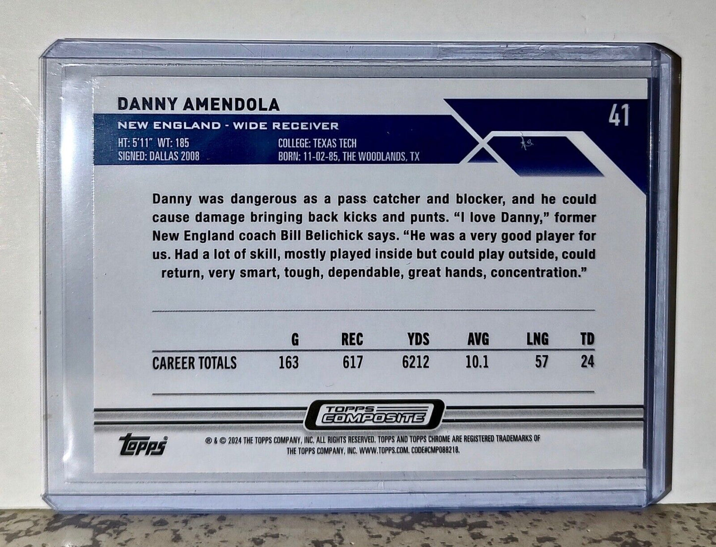 Danny Amendola 2023 Topps Chrome NFL #41 Football Card New England Patriots