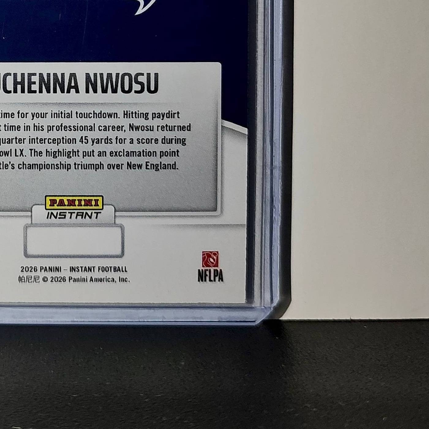 Uchenna Nwosu 2026 Panini NFL Super Bowl LIX Champions #18 Card Seattle Seahawks