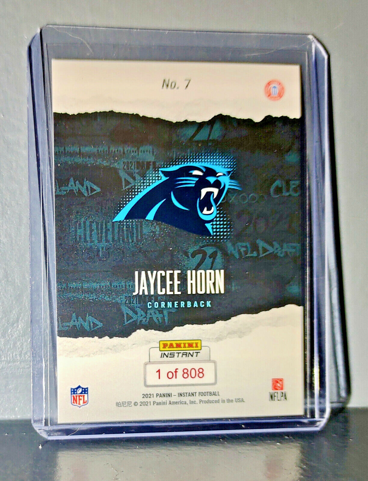 Jaycee Horn 2021 Panini NFL Instant Draft Night #7 Rookie Card 1 of 808