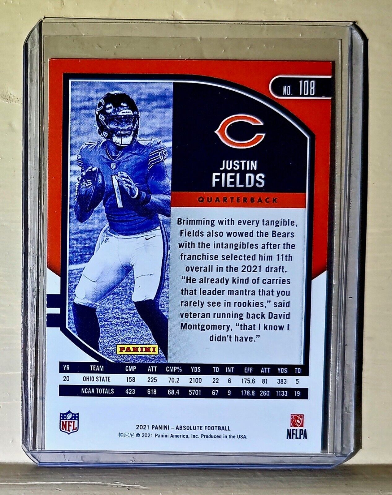 Justin Fields 2021 Panini NFL Absolute Football #108 Rookie Card Chicago Bears