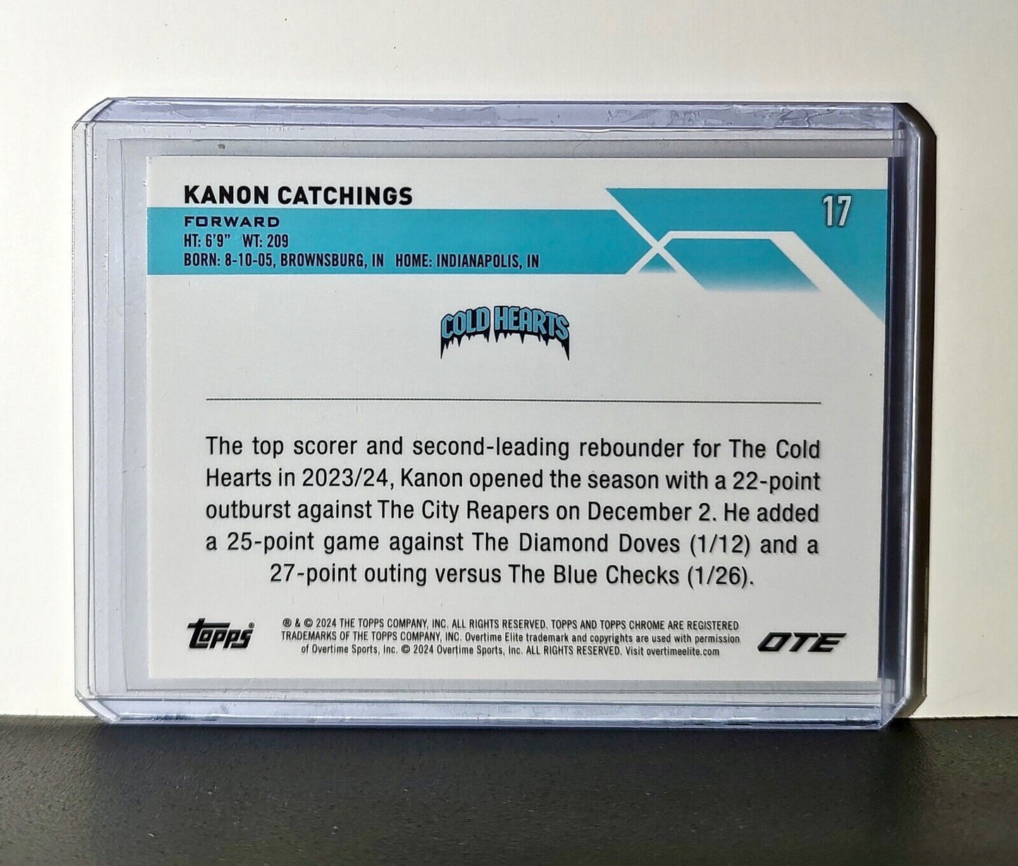 Kanon Catchings Rookie Card 2023-24 Topps Chrome Overtime #17 Cold Hearts
