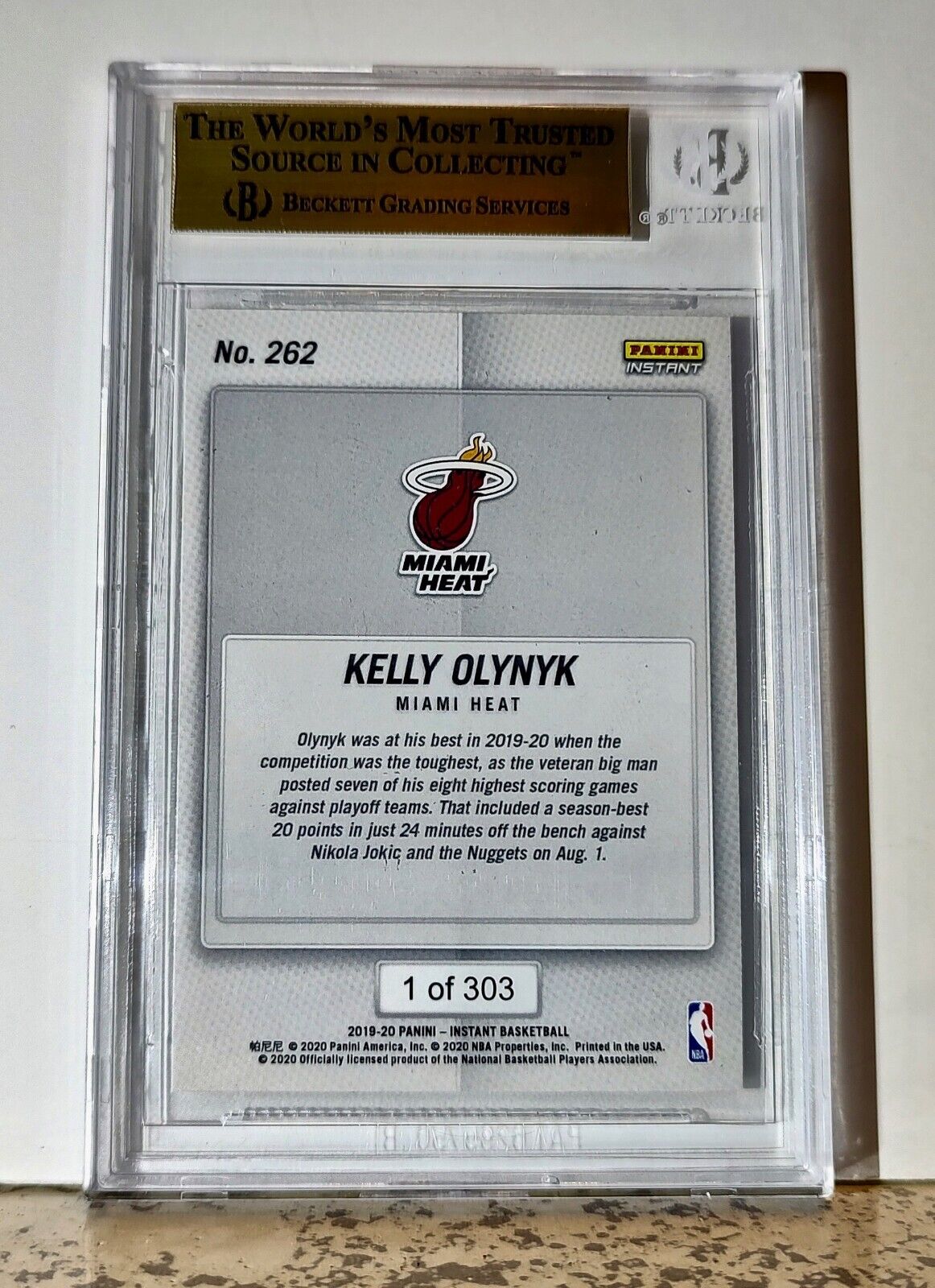 Kelly Olynyk 2019-20 Panini NBA #262 Card 1 of 303 BGS 9.5 Gem Mint Miami Heat