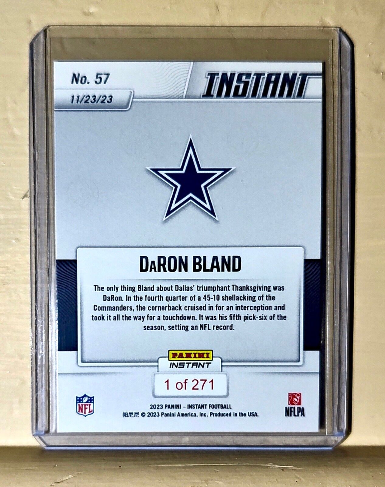 Daron Bland 2023 Panini NFL Football #57 Card 1 of 271 Cowboys Milestone Record