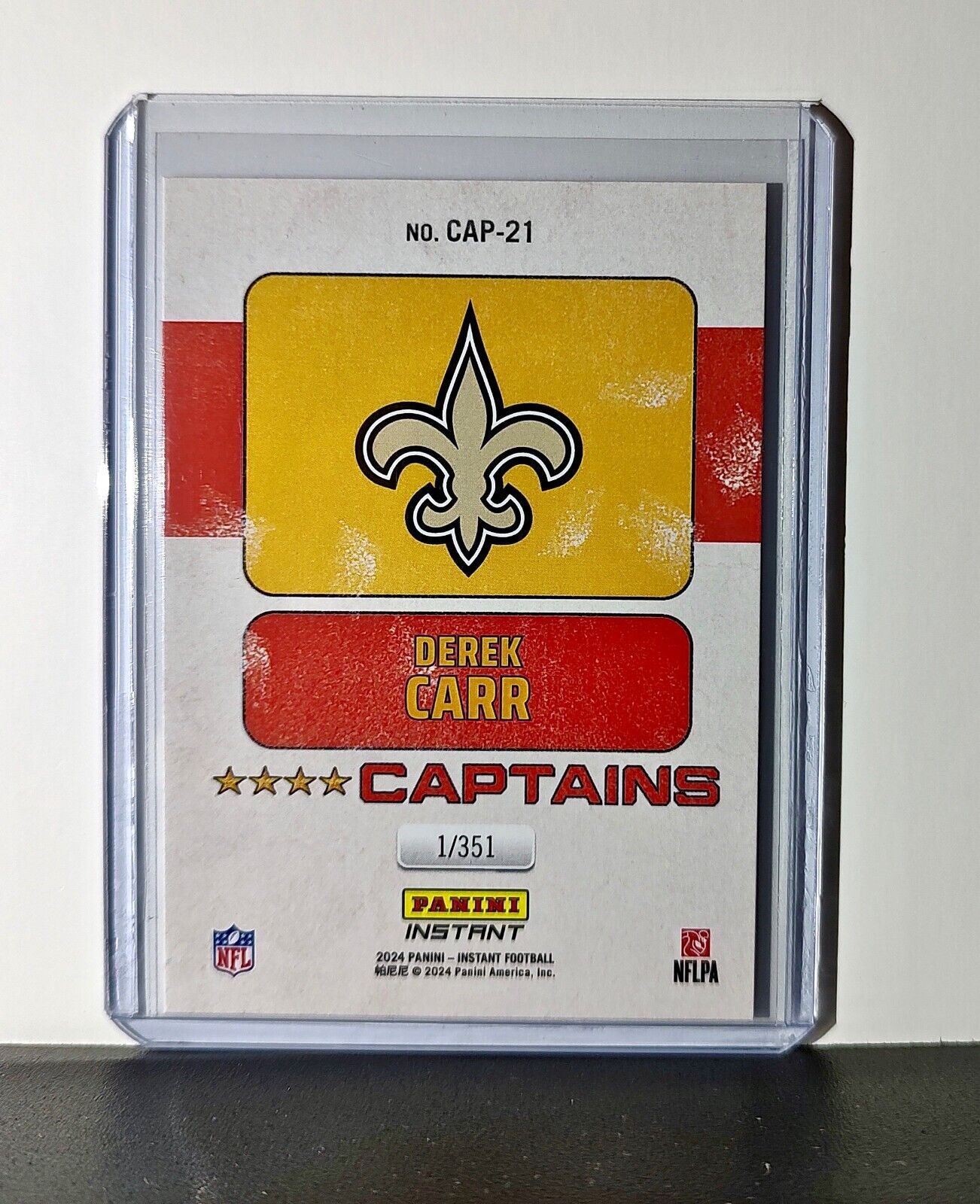 Derek Carr 2024 Panini Captains NFL #21 Card New Orleans Saints 1/351