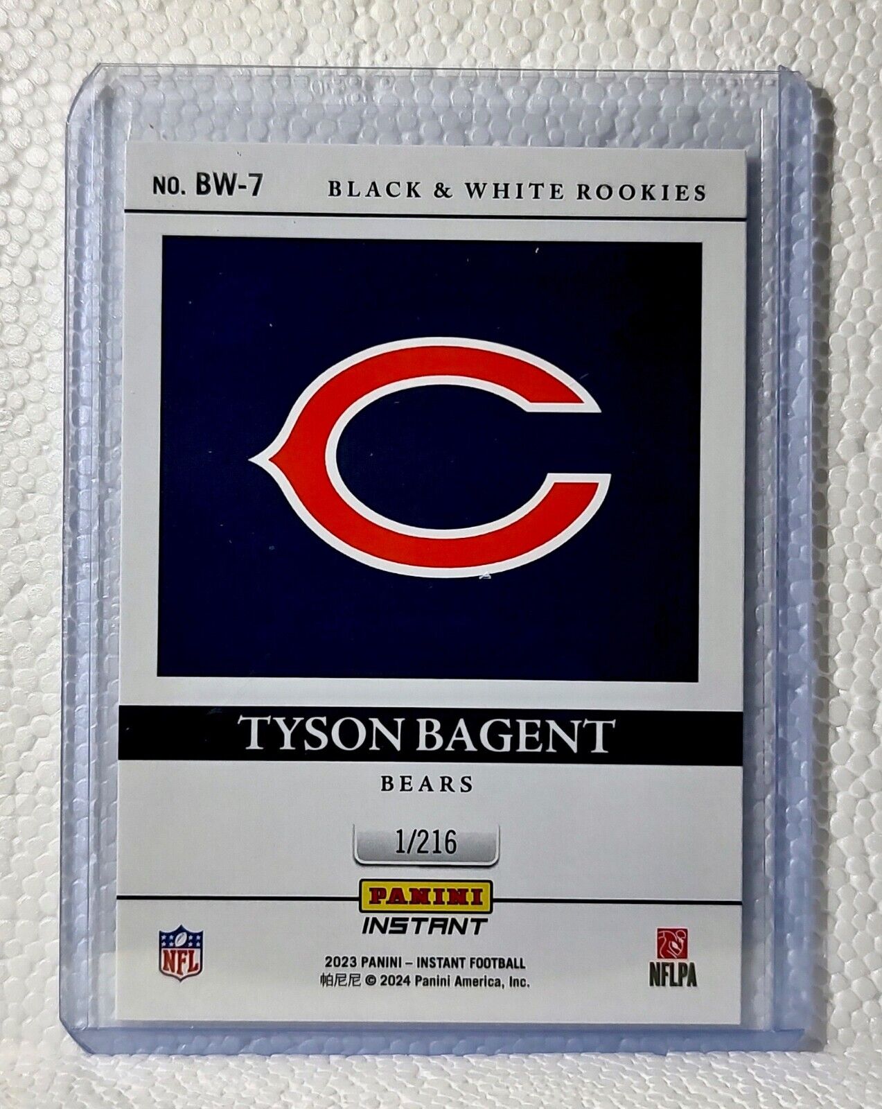 Tyson Bagent 2023 Panini NFL #7 Black & White Rookies Card Chicago Bears 1/216
