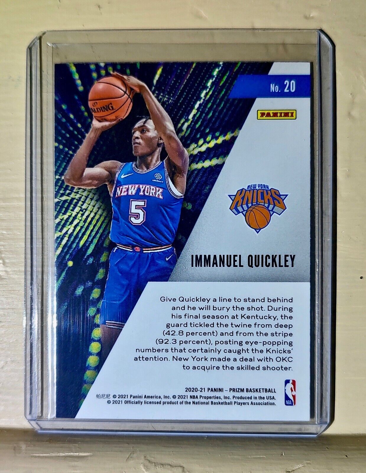 Immanuel Quickley 2020-21 Panini Prizm Instant Impact NBA #20 Rookie Card