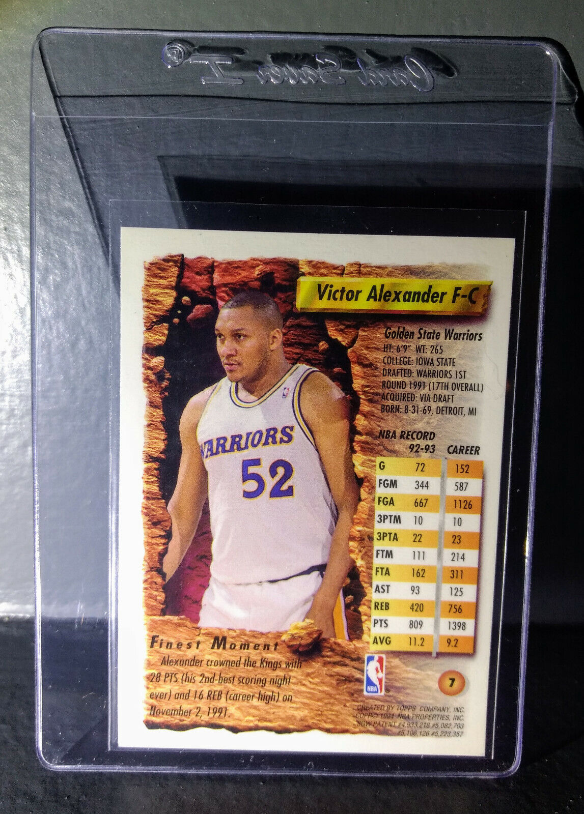 1993-94 Topps Finest Victor Alexander #7 Basketball Card