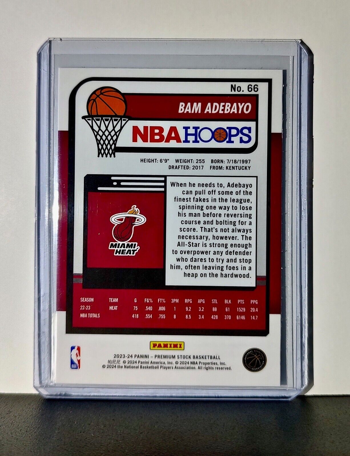 Bam Adebayo 2023-24 Panini Premium Stock NBA Hoops #66 Card Miami Heat